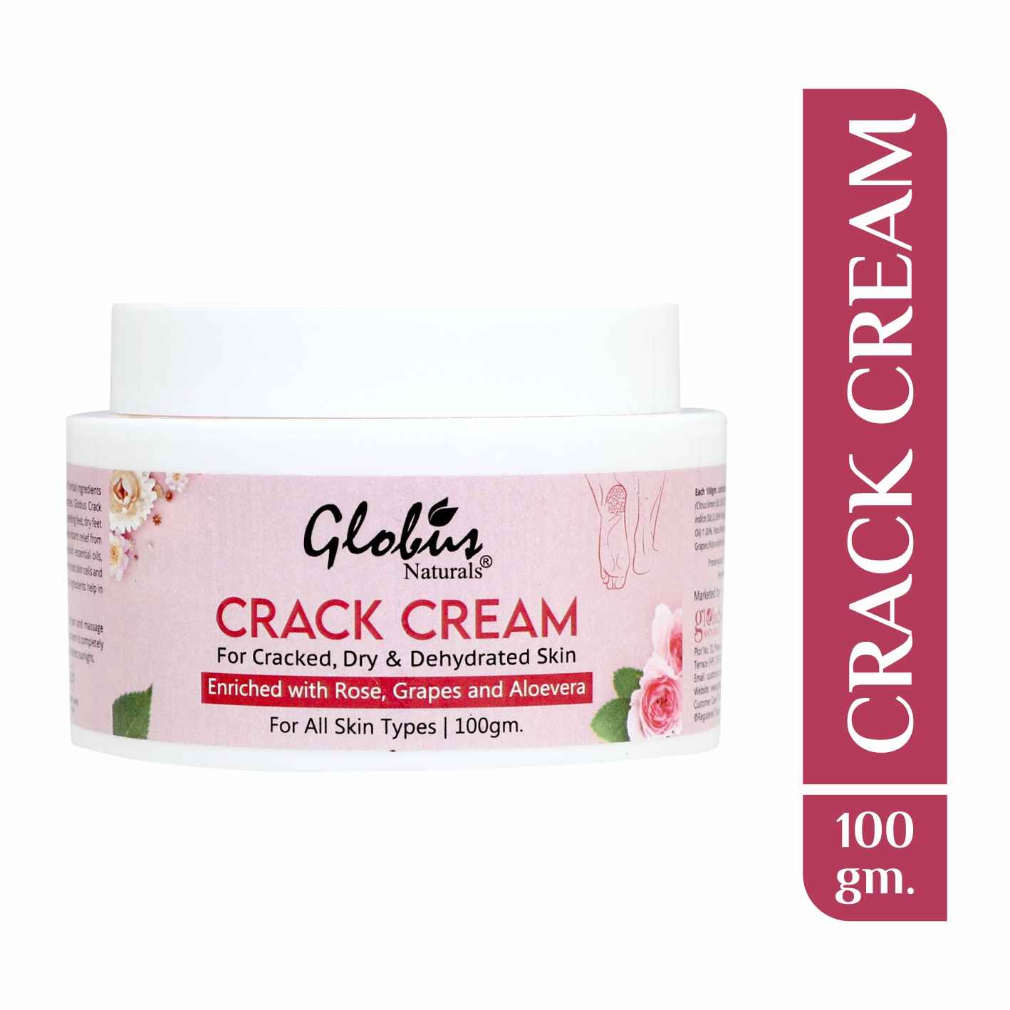 Buy Globus Naturals Crack Cream For Dry Cracked Heels & Feet | Enriched With Aloevera | Rose|Almonds |Lavender 100 Gm - Purplle