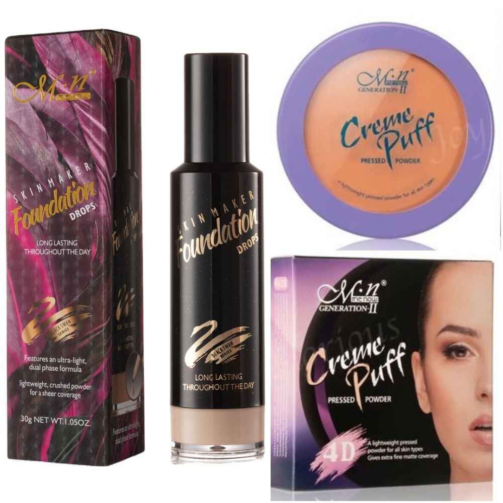 Buy Me-Now Pack of Skin Maker Foundation Drops(30g) and Creme Puff 4D Pressed Compact Powder - Purplle