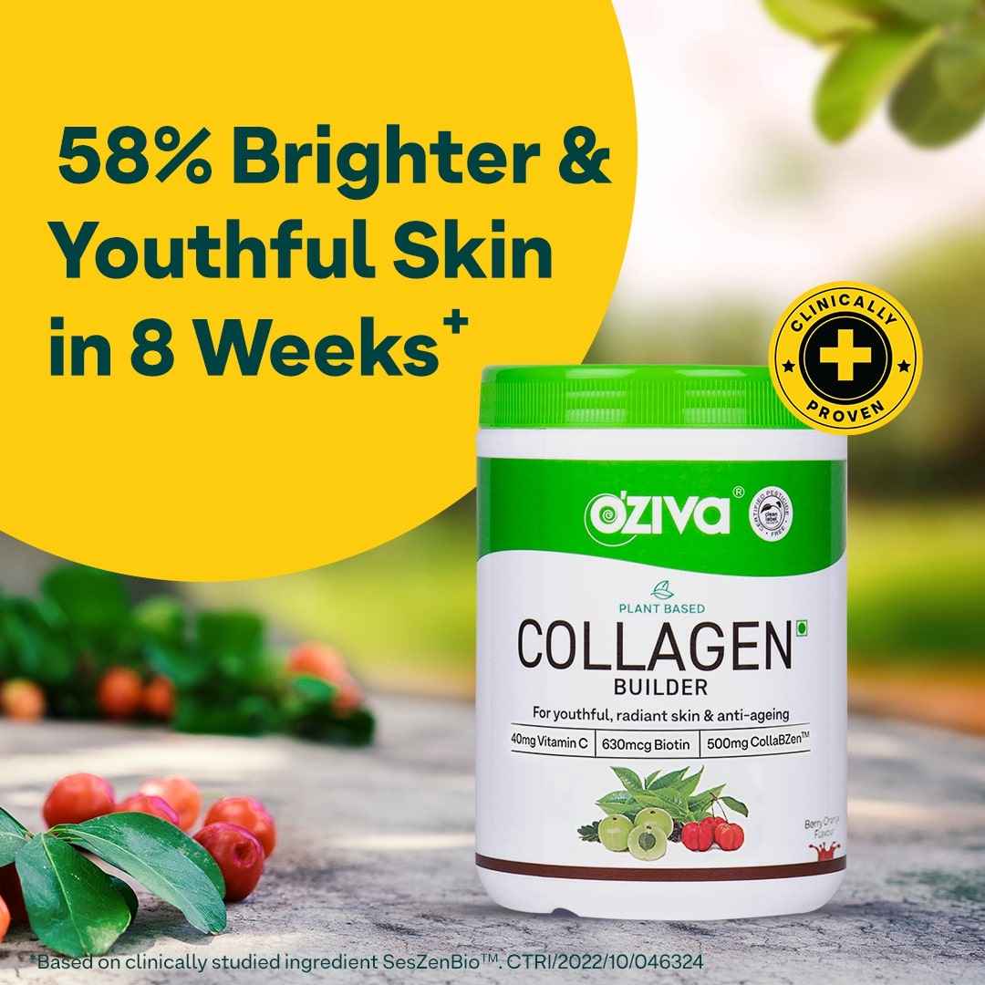 Buy OZiva Plant Based Collagen BuilderA forA Youthful, Radiant Skin & Anti-Ageing,A 250 gm - Purplle