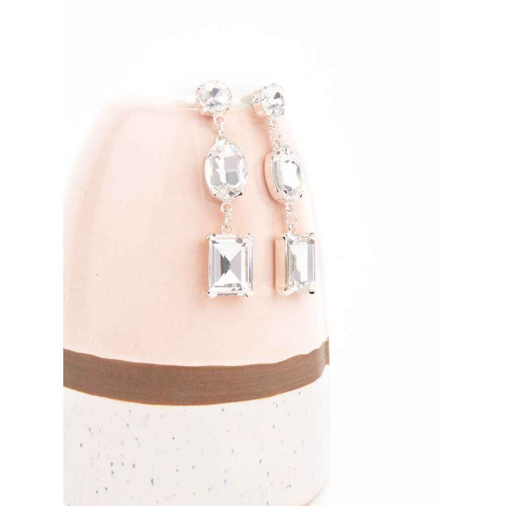 Buy Lilly & Sparkle Alloy Silver Toned Glass Stone Studded Drop Earrings For Women - Purplle