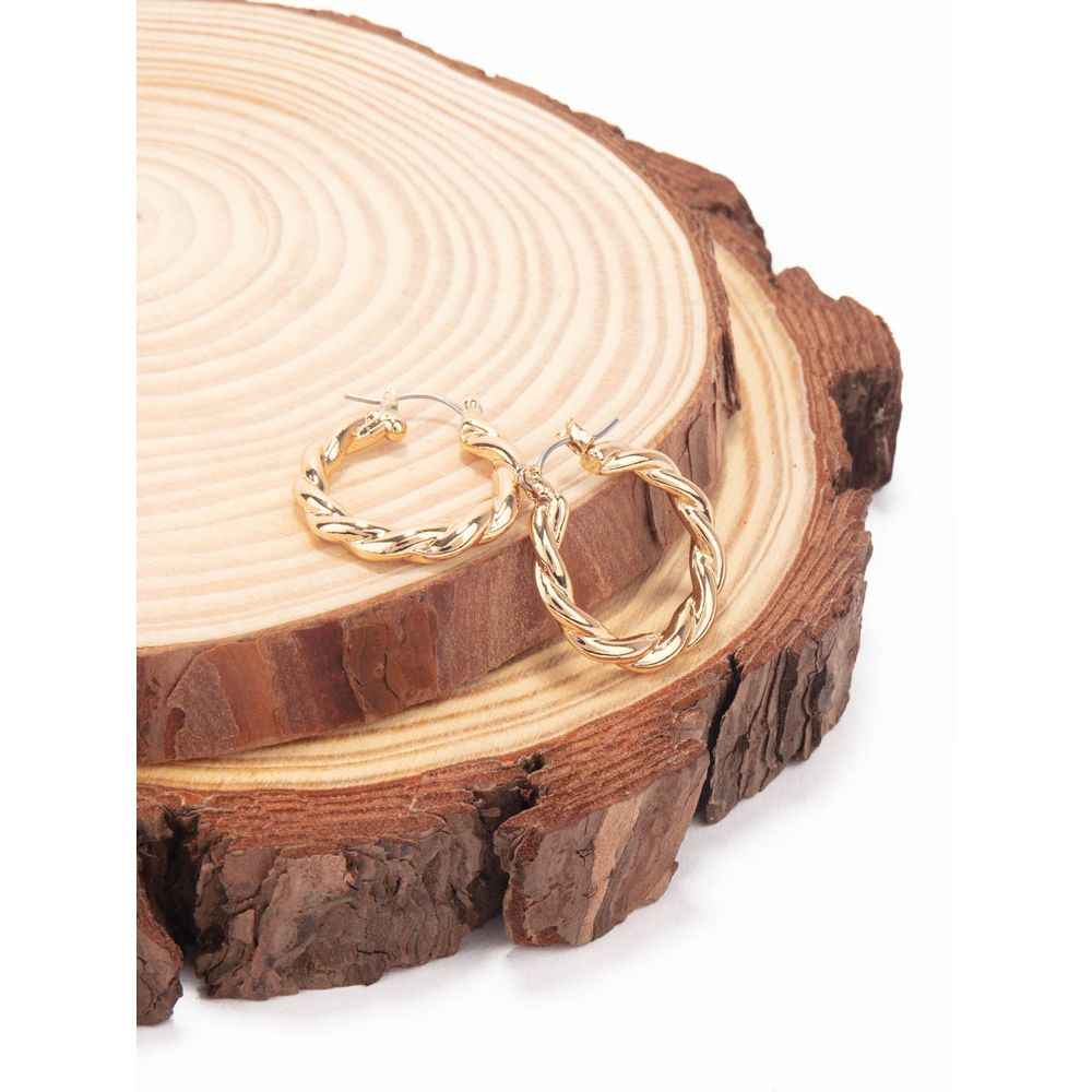 Buy Lilly & Sparkle Alloy Gold-Toned Twisted Circular Hoop Earrings For Women - Purplle
