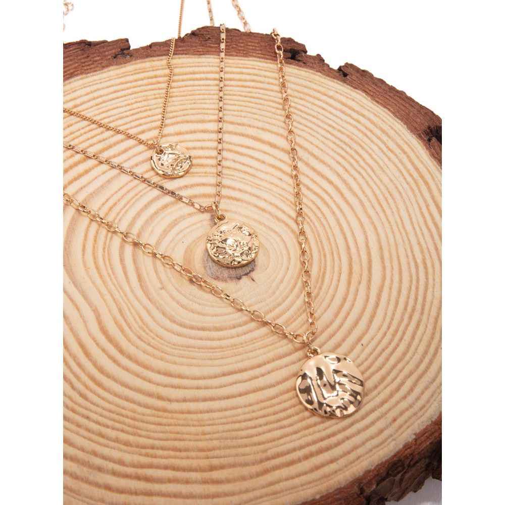 Buy Lilly & Sparkle Alloy Gold Toned 3 Layered Necklace With Circular Danglers For Women - Purplle