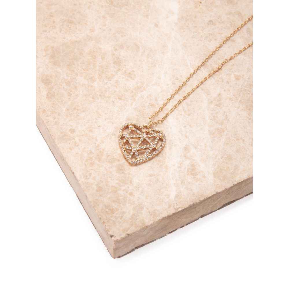 Buy Lilly & Sparkle Alloy Gold Toned Diamond Studded Heart Pendant Necklace For Women - Purplle
