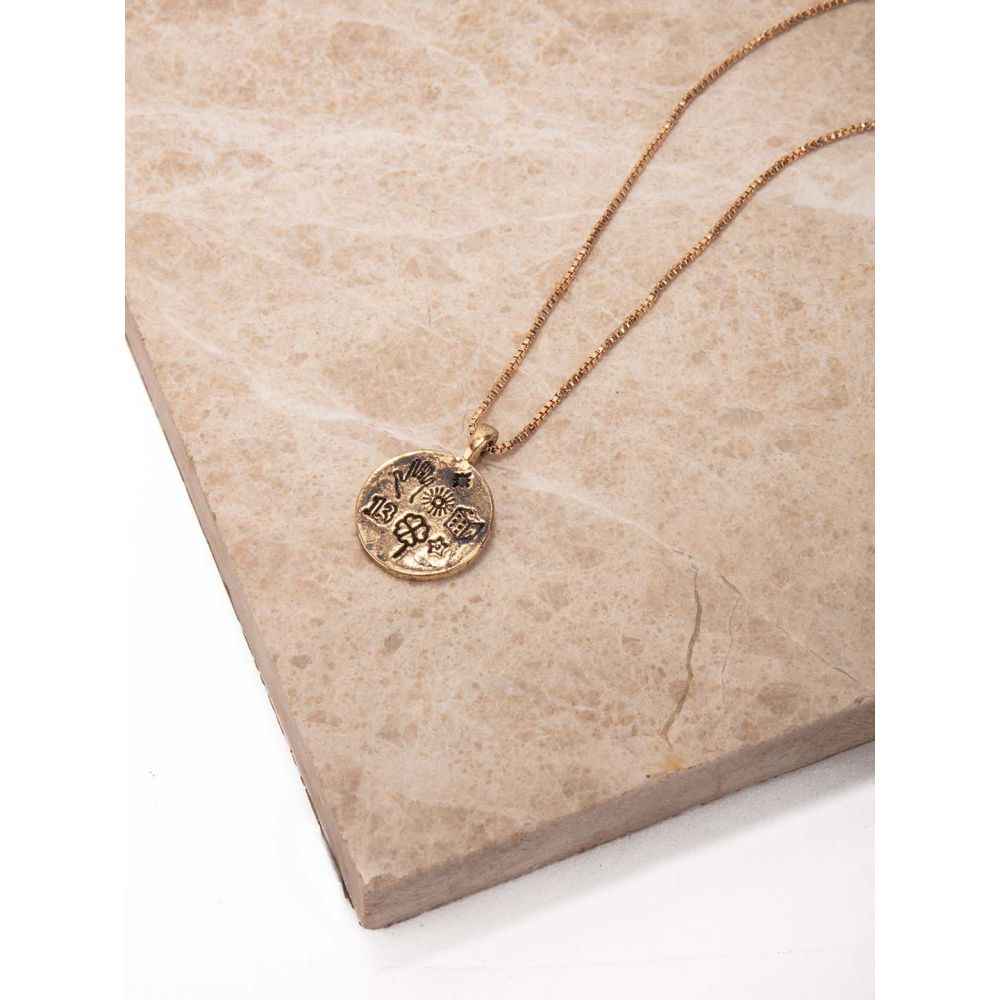 Buy Lilly & Sparkle Alloy Gold Toned Box Chain With Disk Shaped Pendant Necklace For Women - Purplle