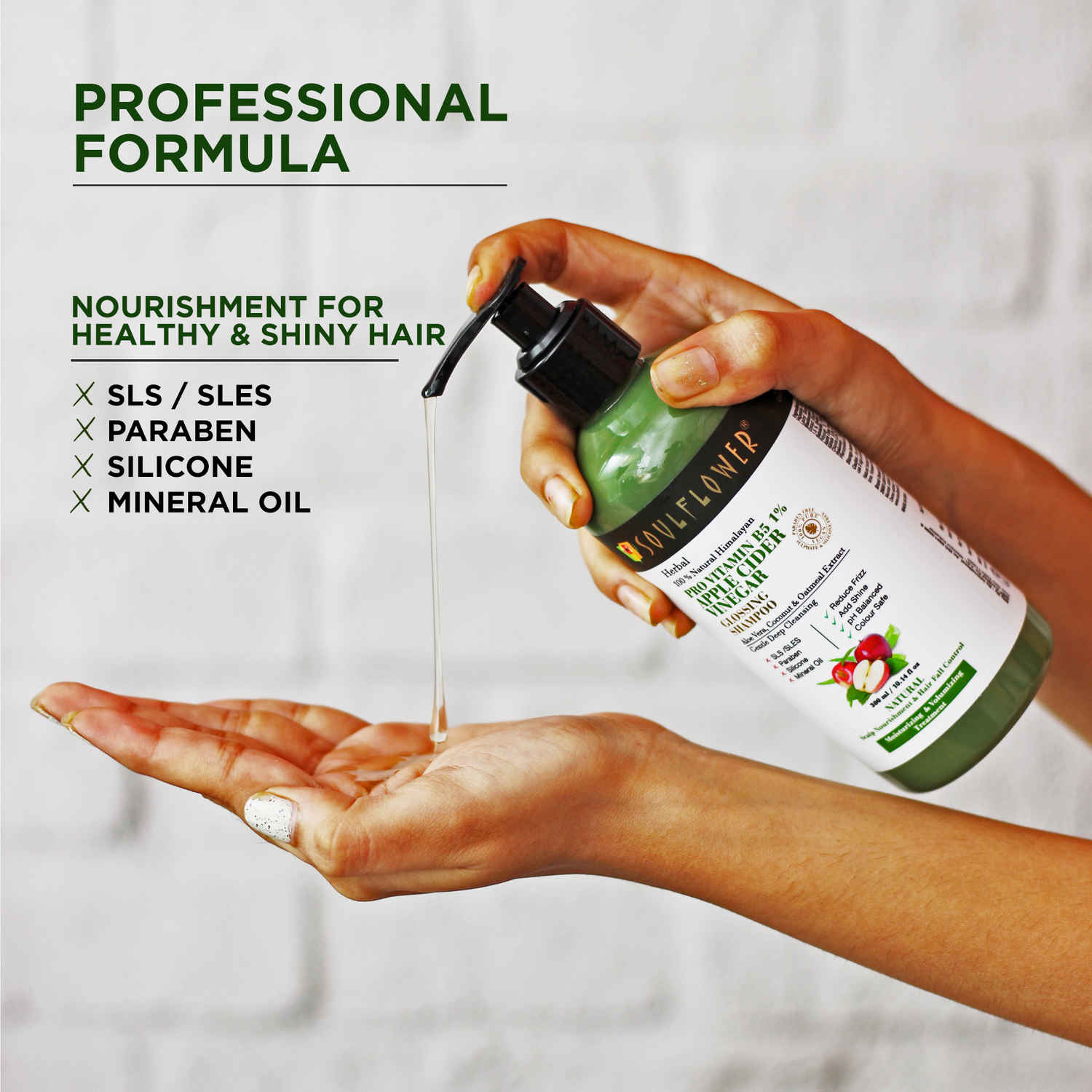 Buy Soulflower Apple Cider Vinegar, Pro-Vitamin B5 Shampoo 300ml, for Damaged Hair & Hair Fall Control - Purplle