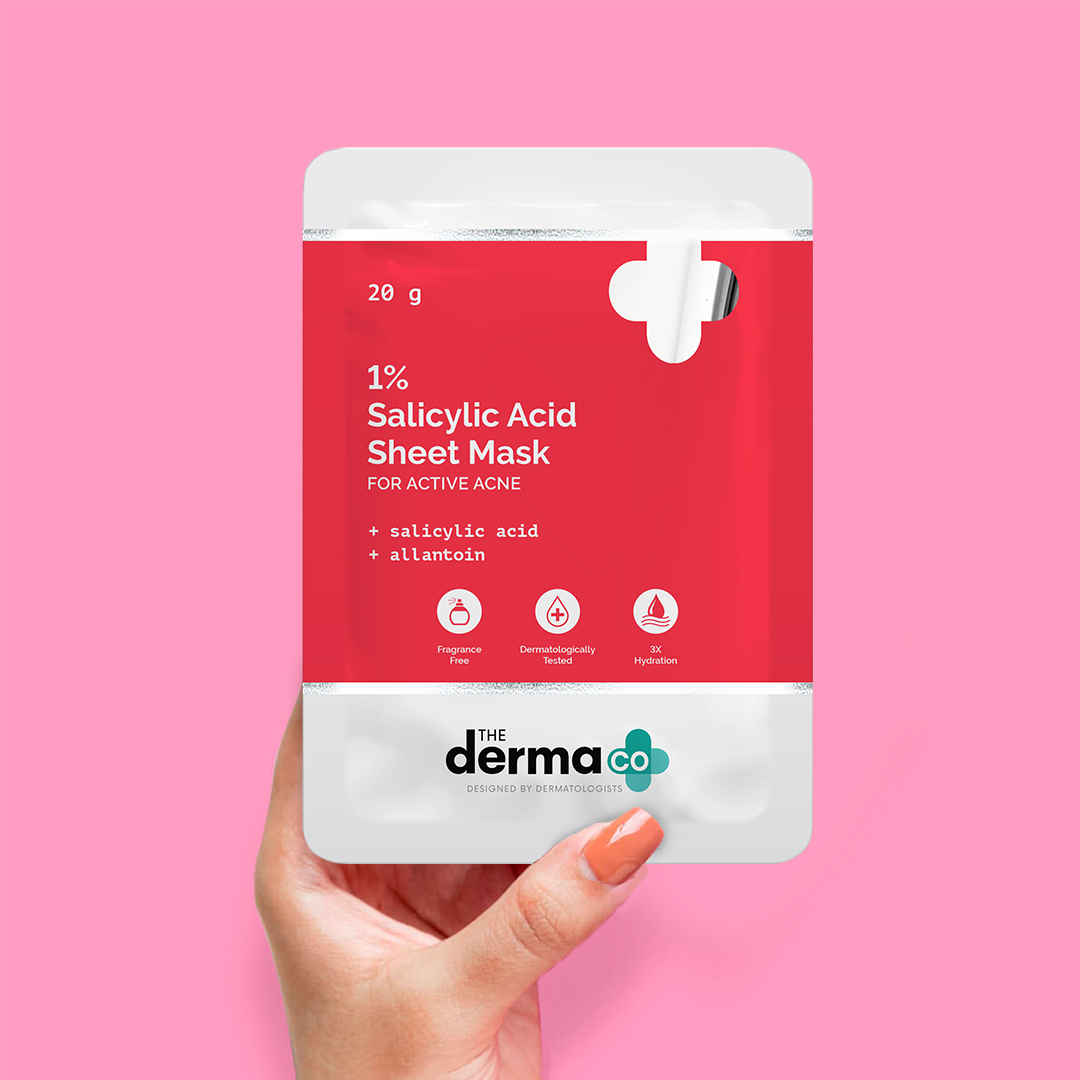 Buy The Derma Co.1% Salicylic Acid Sheet Mask With Salicylic Acid & Allantoin for Acne Prone Skin - 20g - Purplle