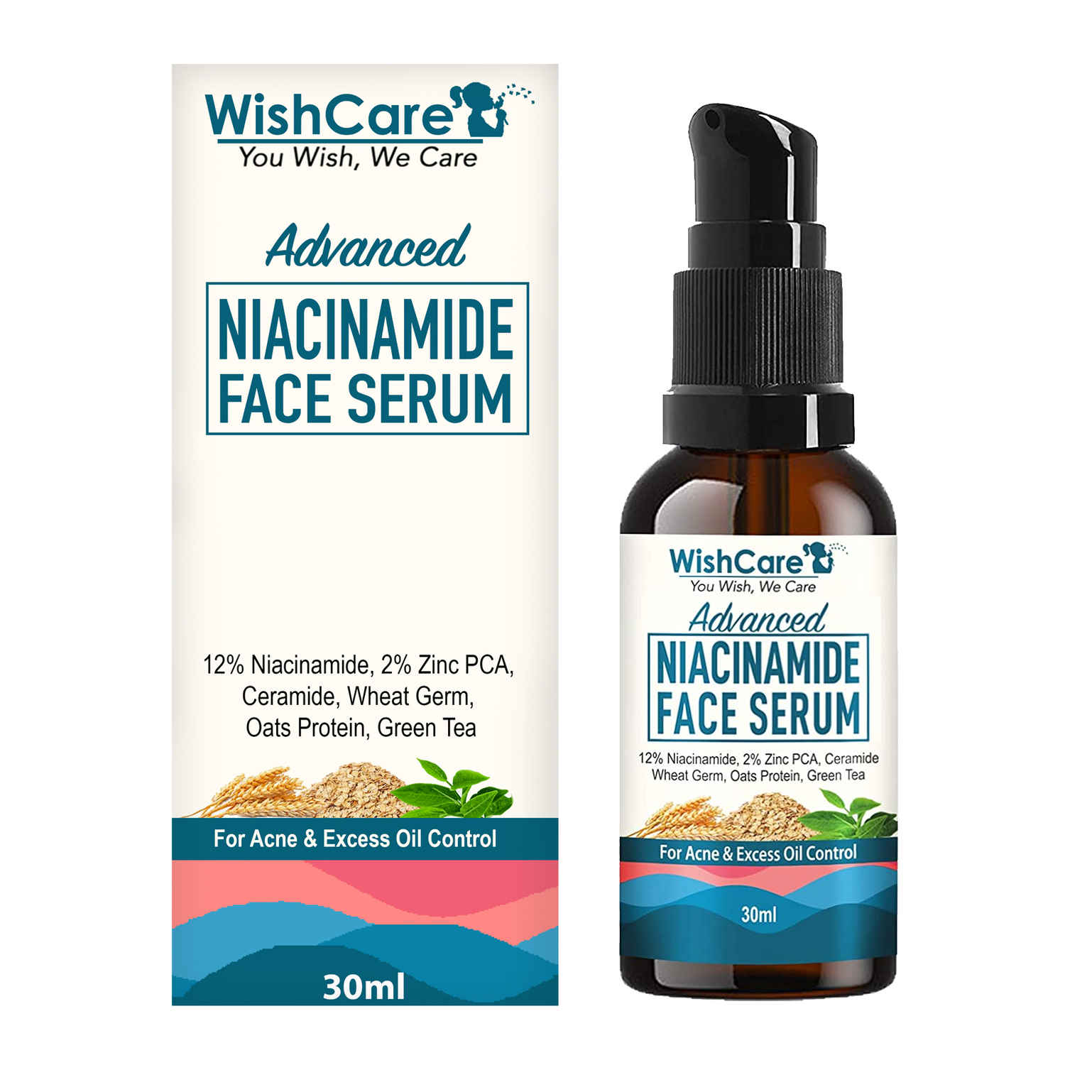 Buy WishCare Advanced Niacinamide Serum for Acne & Excess Oil Control with 2% Zinc PCA, Ceramide, Oats, Green Tea - 30 ml - Purplle