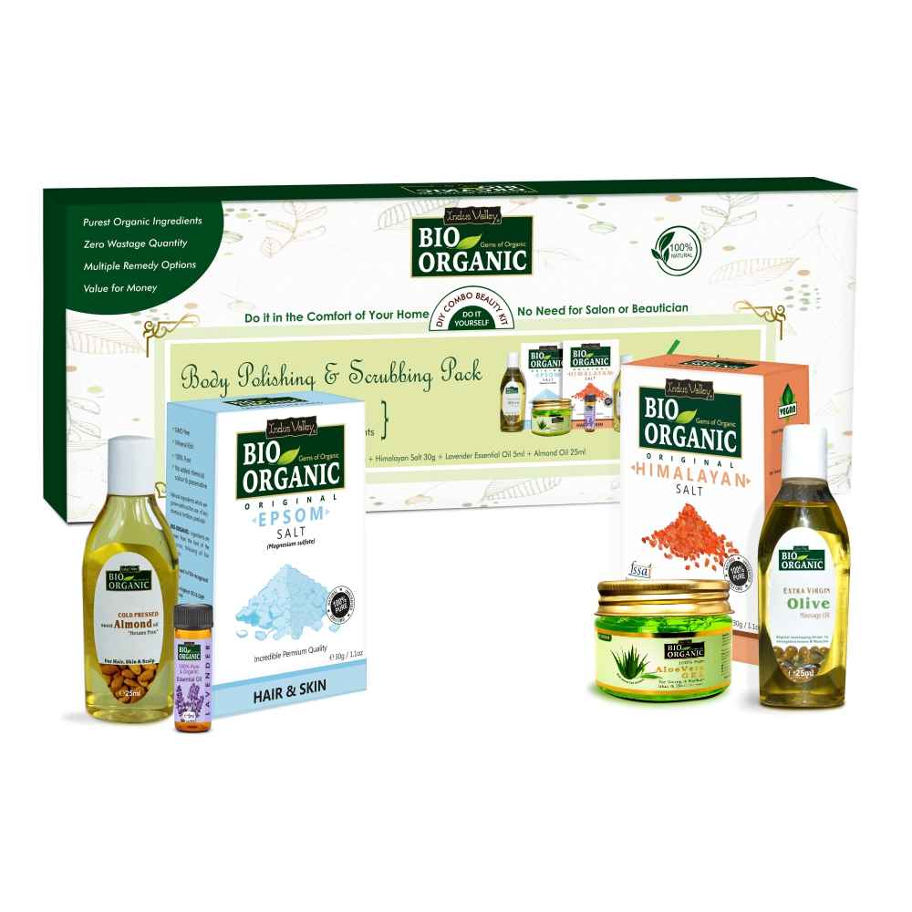 Buy Indus Valley Bio Organic Body Polishing & Scrubbing Gift Pack DIY Kit 25 ml+30 gm+25 ml+25 ml+30 gm+5 ml - Purplle