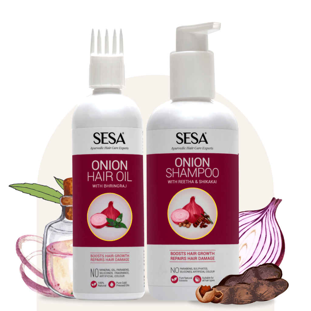 Buy Sesa Onion Anti-Hair Fall Combo for Hair Care| Onion Oil - 200 ml & Onion Shampoo (300 ml) - Purplle