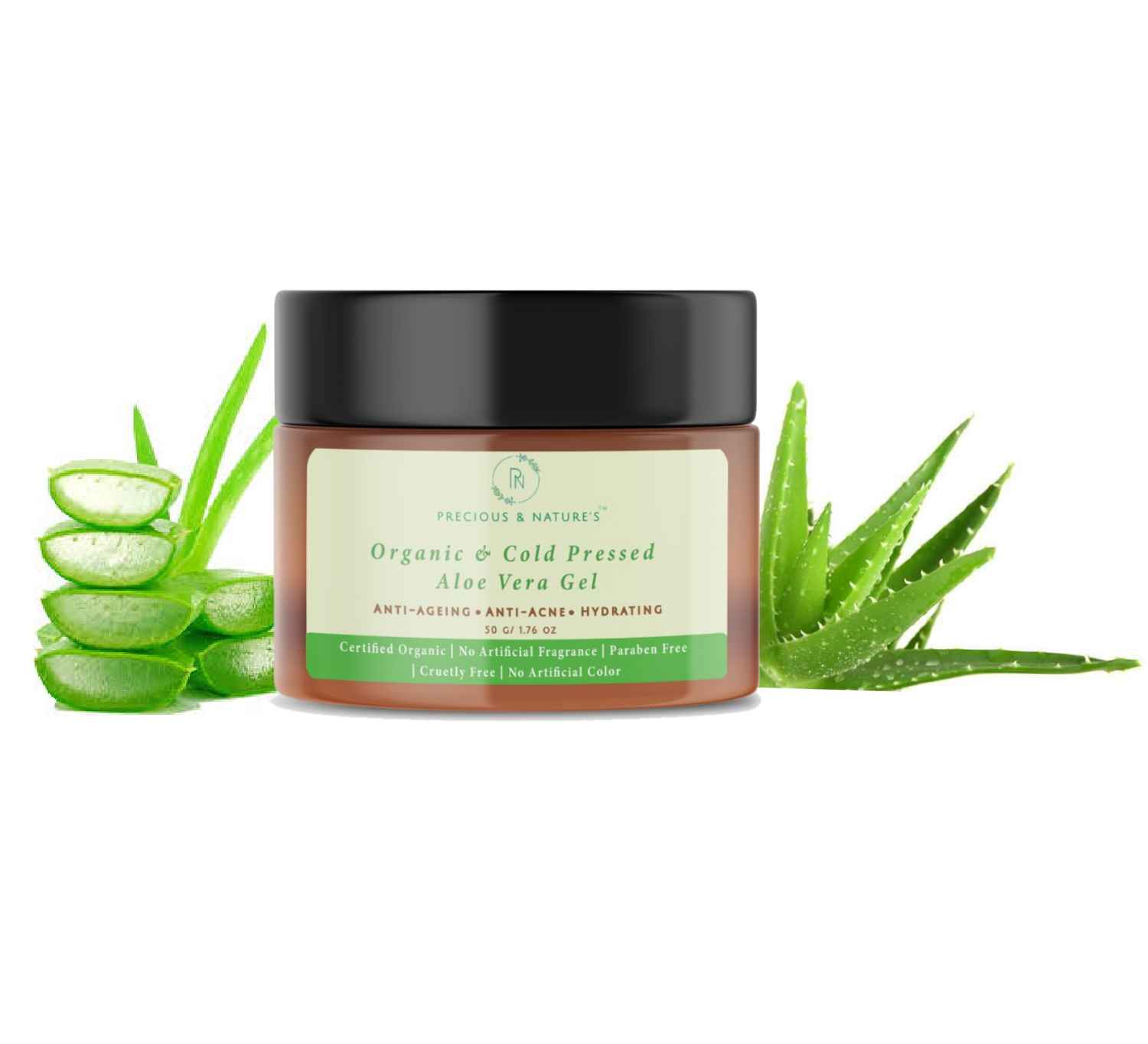 Buy Precious & Nature's Certified Organic & Cold-pressed Pure Aloe Vera Gel for Anti-ageing and Hydration (50 g) - Purplle