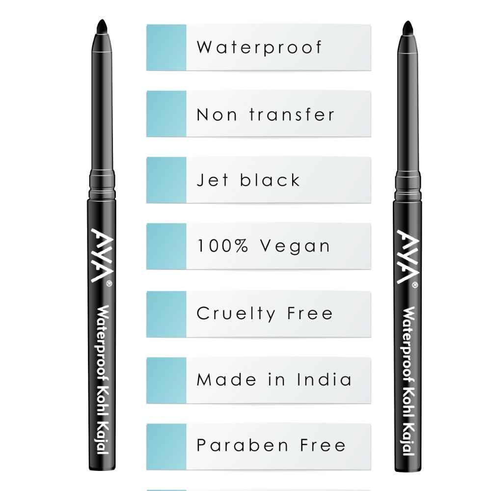 Buy AYA Waterproof Kohl Kajal, Jet Black, Set of 2 (0.28 g + 0.28 gm) - Purplle
