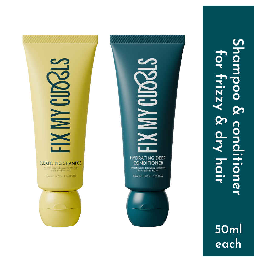 Buy Fix My Curls Cleansing Shampoo with Hydrating Deep Conditioner for Curly and Wavy Hair 50 G Each - Purplle