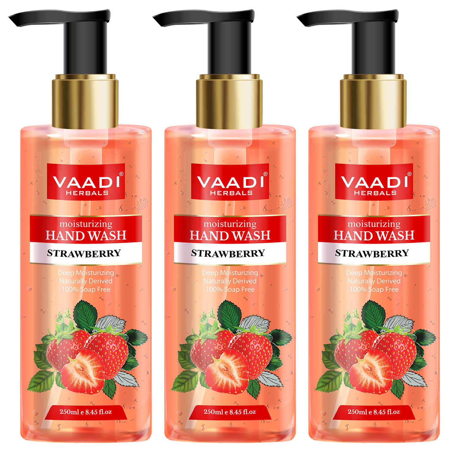 Buy Vaadi Herbals Pack of 3 Deep Moisturizing Strawberry Hand Wash (250 ml x 3) - Purplle