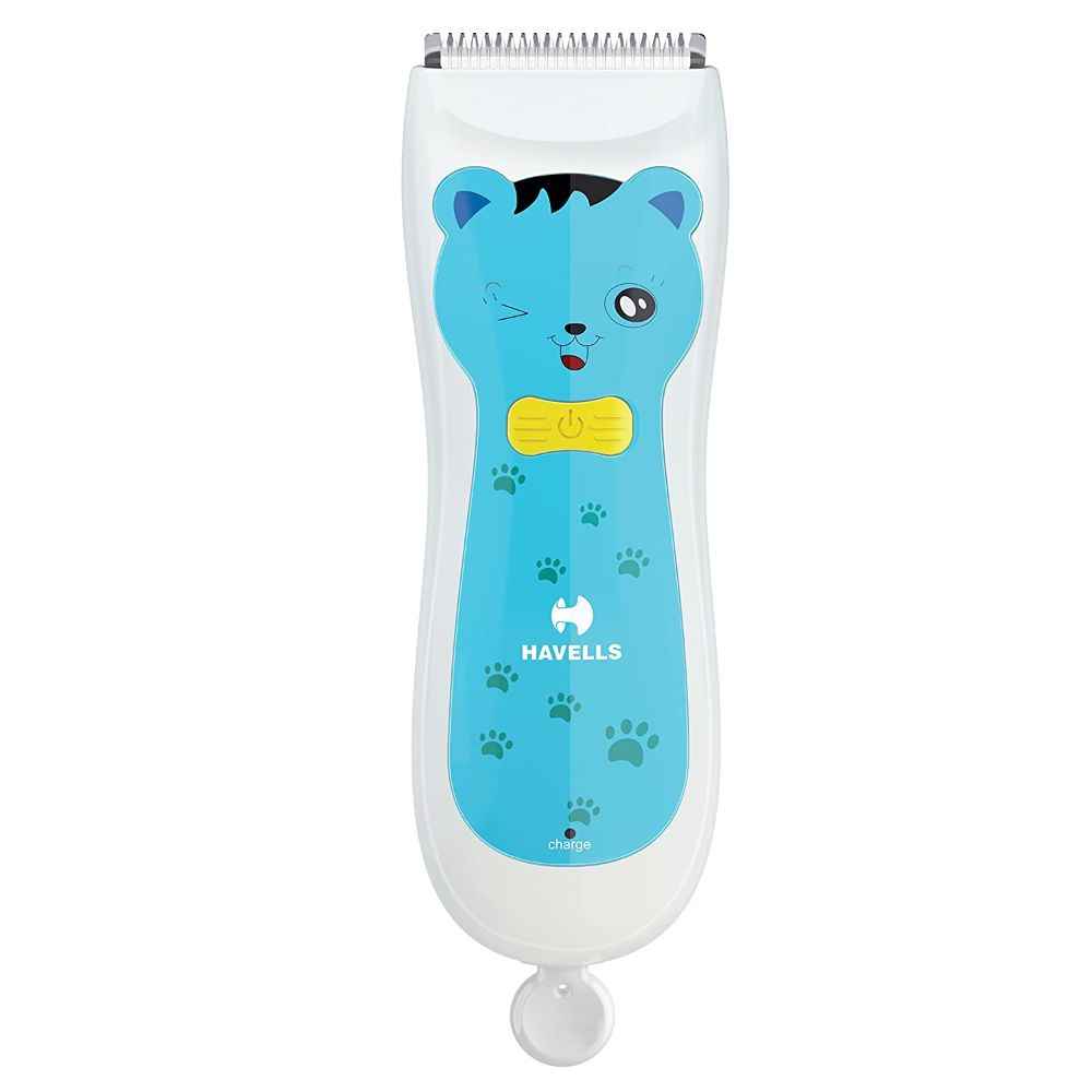 Buy Havells BC1001 Rechargeable Baby Hair Clipper with hypoallergenic ceramic blade, Ultra-quiet, IPX5 Waterproof haircut kit for kids, infants, boys (Blue) - Purplle