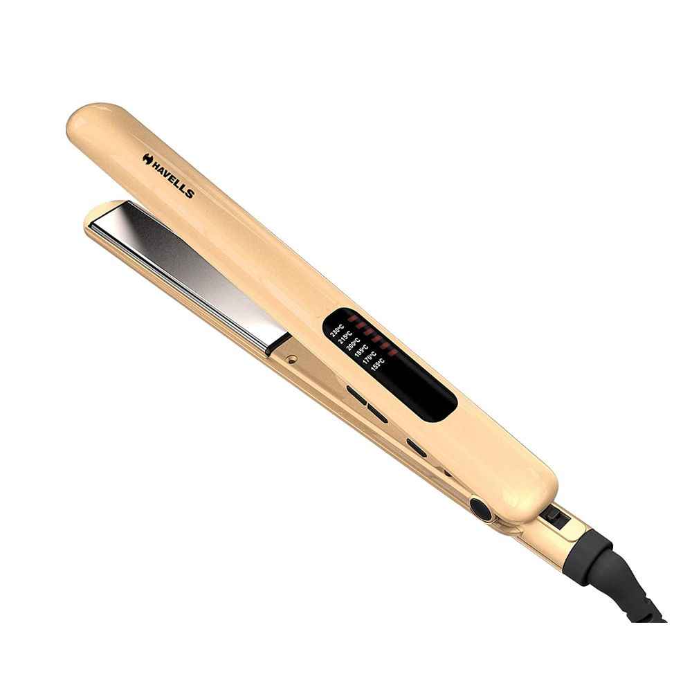 Buy Havells HS4152 Titanium Plates Professional Hair Straightener with adjustable temperature, Suitable for all Hair Types (Golden) - Purplle