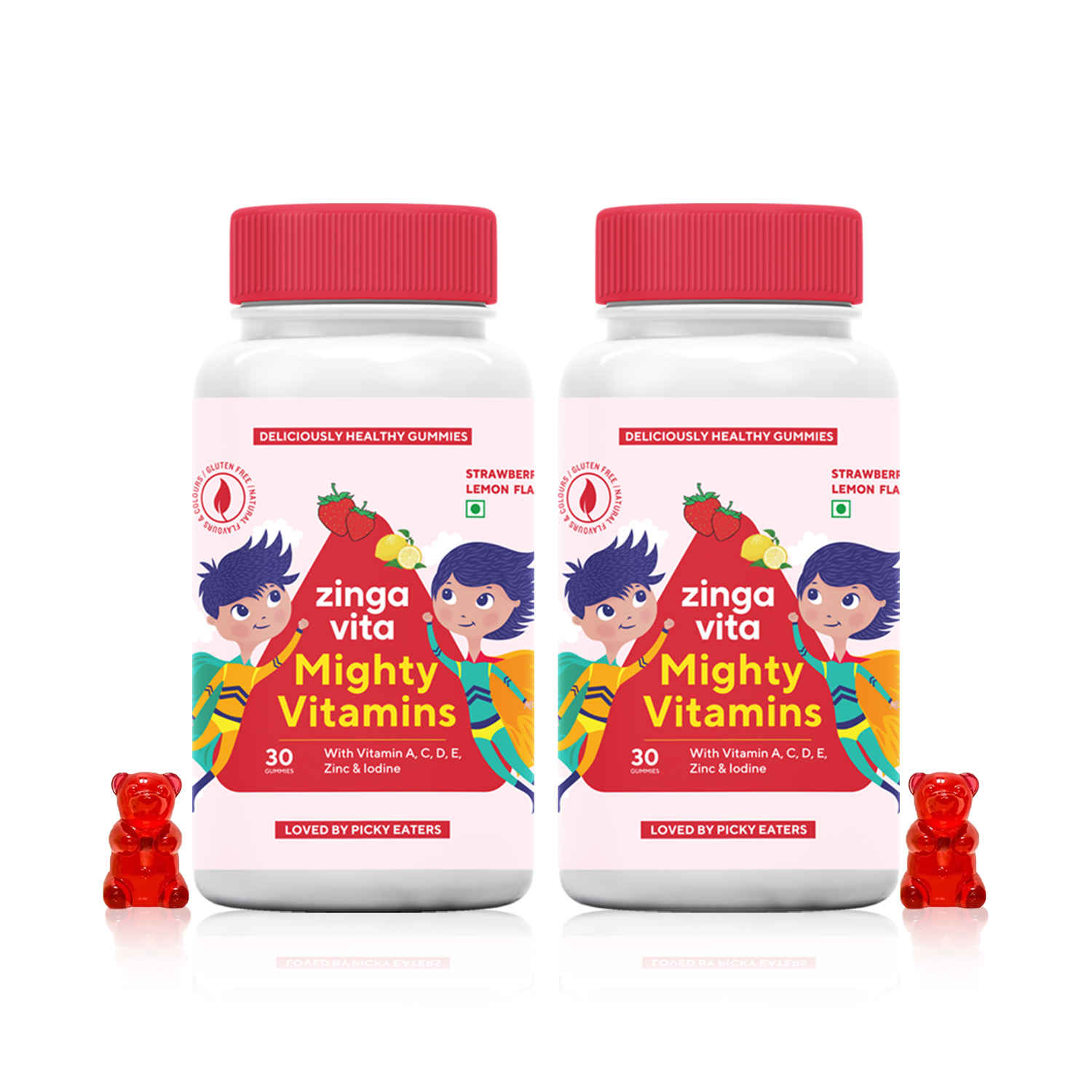 Buy Zingavita Multivitamin Gummies for Kids – 60 Count, Essential Multivitamins & Minerals for Healthy Growth, Strawberry & Lemon Flavour Gummy Bears - Purplle