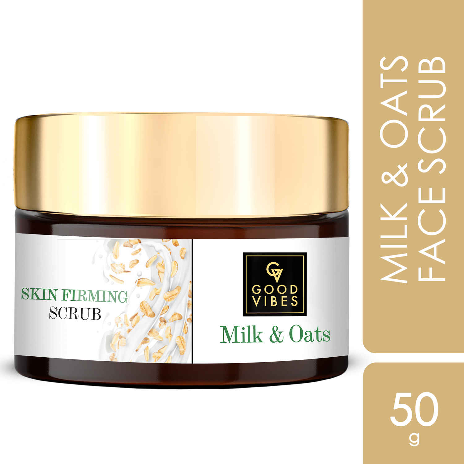 Buy Good Vibes Milk & Oats Skin Firming Scrub | Smoothening, Moisturizing | Vegan, No Parabens, No Sulphates, No Mineral Oil, No Animal Testing (50 g) - Purplle
