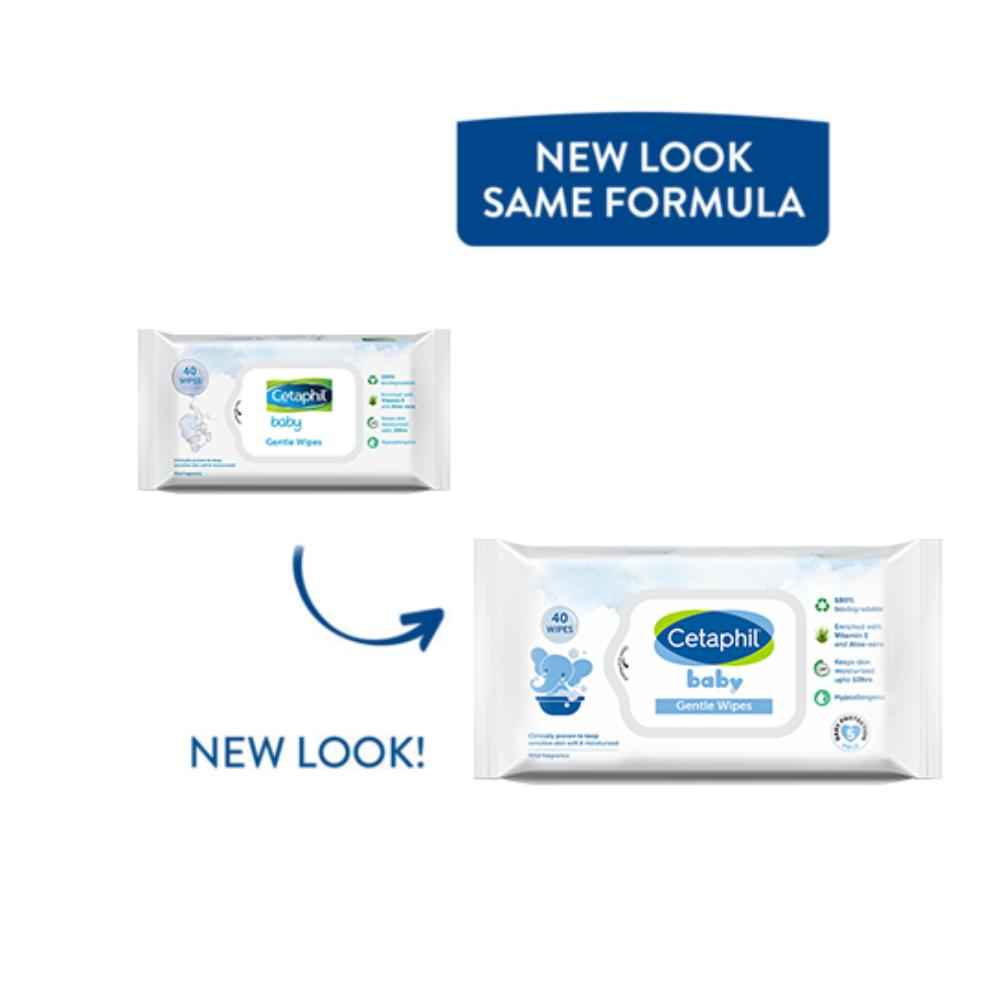 Buy Cetaphil Baby Gentle Wipes 40's with Aloevera & Vitamin E, 10 hrs Moisturisation - 100% Biodegradable - Purplle