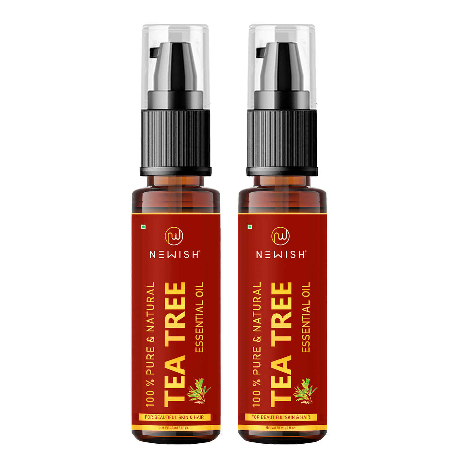 Buy Newish® Tea Tree Essential Oil for Skin Acne, Anti fungal oil, Hair, Aromatherapy 30ml (Pack of 2) - Purplle