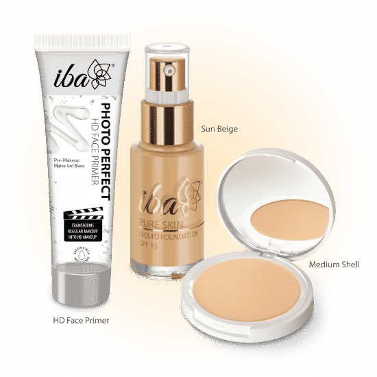 Buy Iba Primer + Foundation + Compact Combo ml, Sun Beige - Purplle