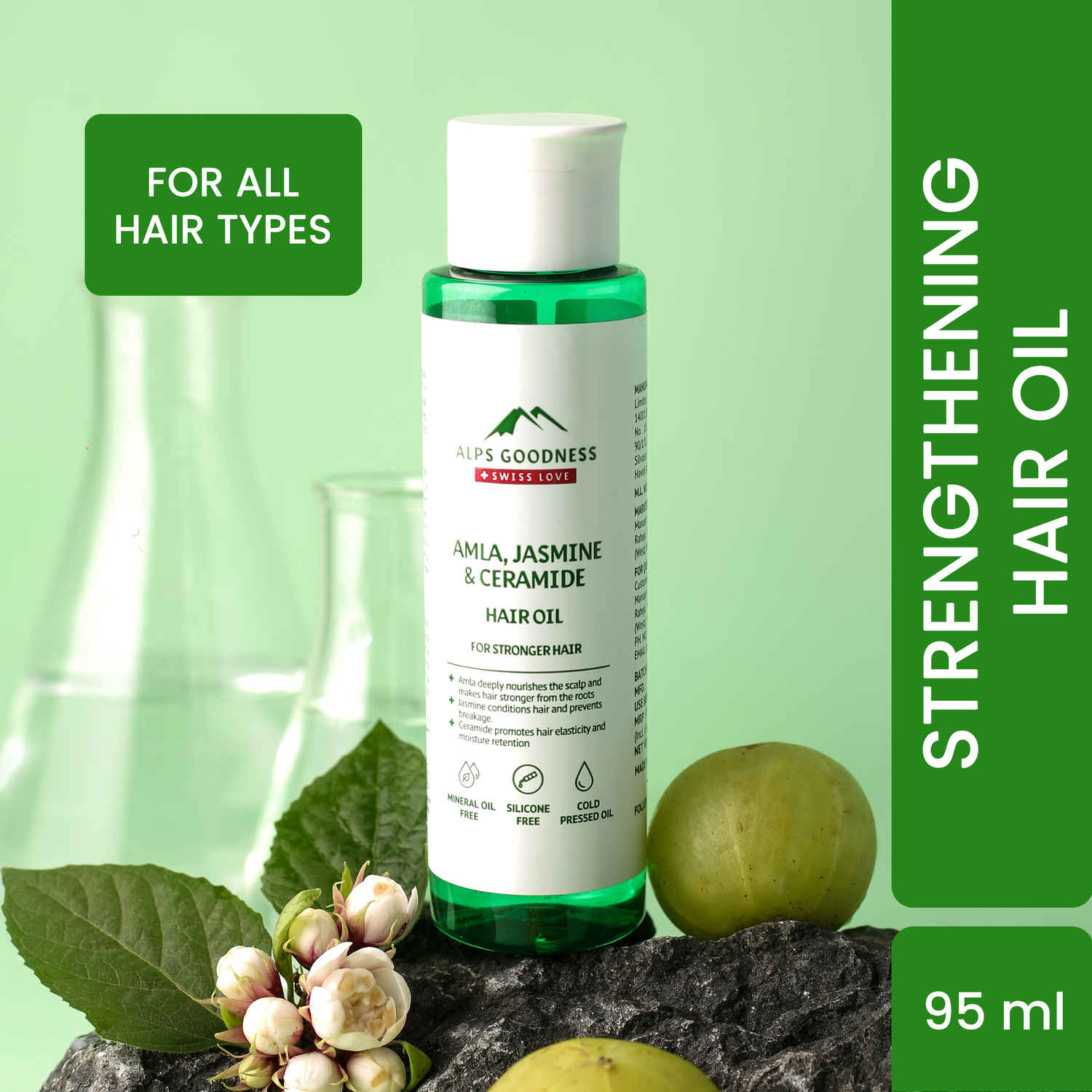 Buy Alps Goodness Amla, Jasmine & Ceramide Hair Oil for Stronger Hair (95 ml)| Lightweight Oil| Light oil for everyday use| Silicone Free, Sulphate Free, Mineral Oil Free, Vegan, Cruelty Free - Purplle