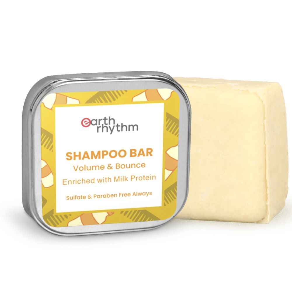 Buy Earth Rhythm Milk Protein Shampoo Bar | Strengthen Roots, Volumizes Hair, Stimulates Regrowth, Reduces Hairfall | for Volume & Bounce | Men & Women | With Tin - 80 G - Purplle