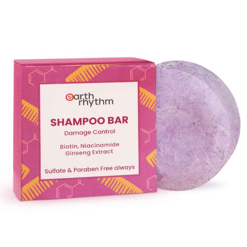 Buy Earth Rhythm Shampoo Bar With Biotin, Niacinamide & Ginseng Extract | Controls Heat Damage, Restores Suppleness | for Damaged & Lifeless Hair | Men & Women | Without Tin - 80 G - Purplle