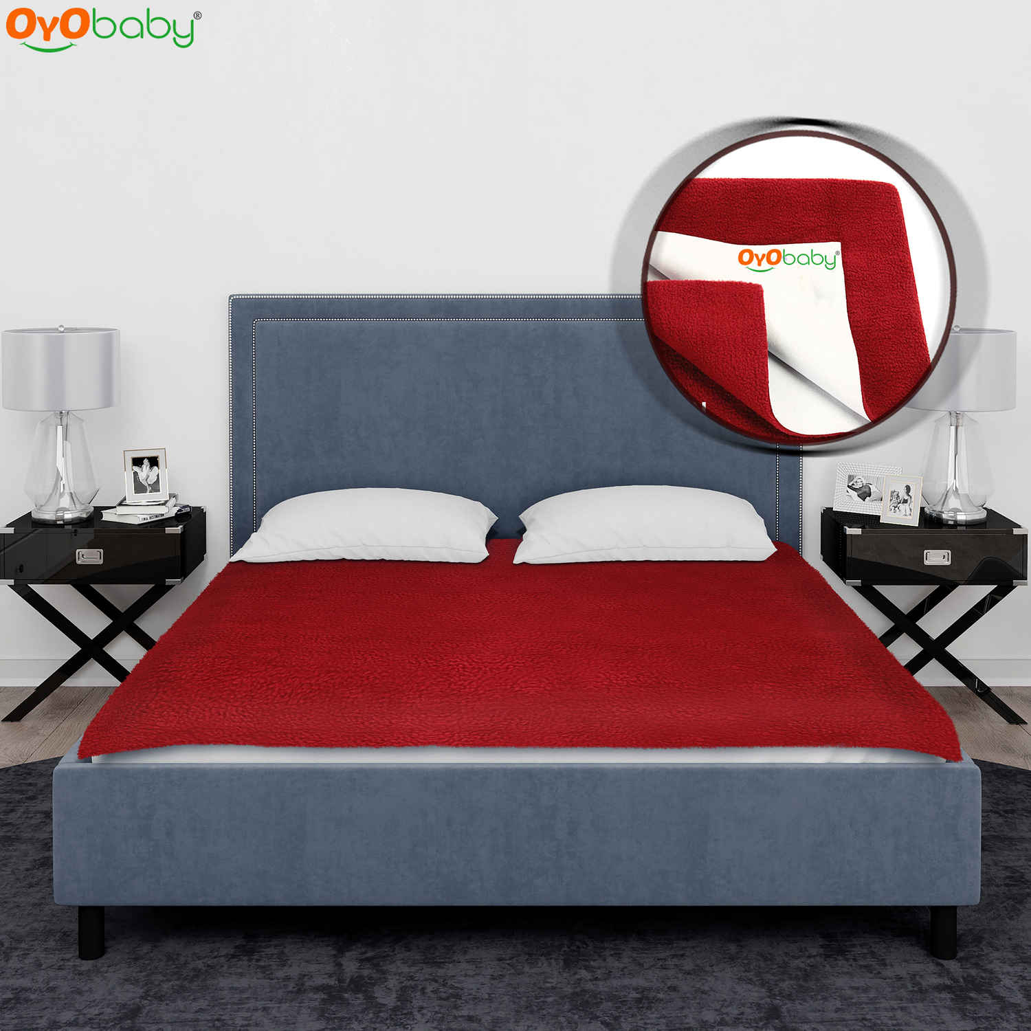 Buy OYO Baby Waterproof Rubber Sheet Double Bed Size (260cm X 200cm, Maroon) 1 Pc - Purplle