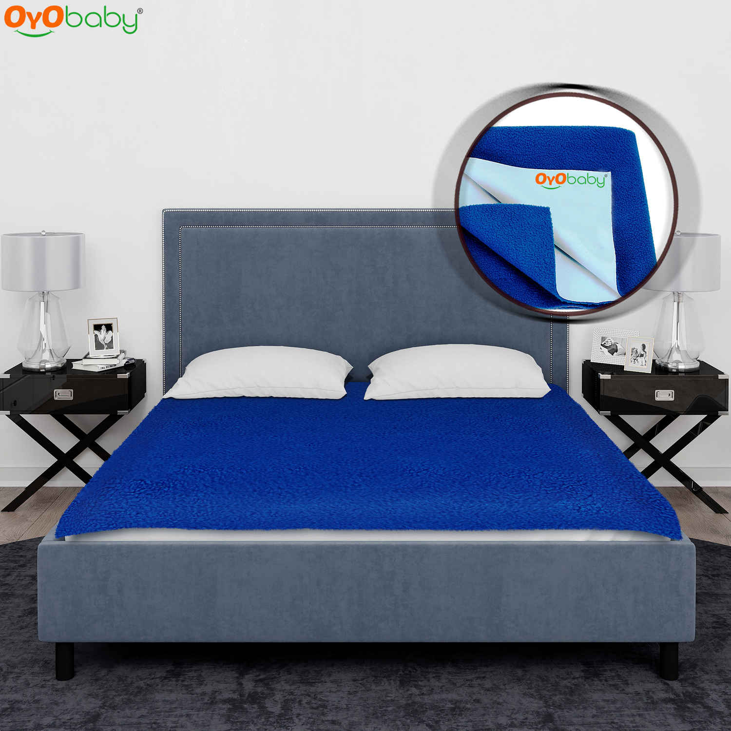 Buy OYO Baby Waterproof Rubber Sheet Double Bed Size (260cm X 200cm, Royal Blue) - Purplle