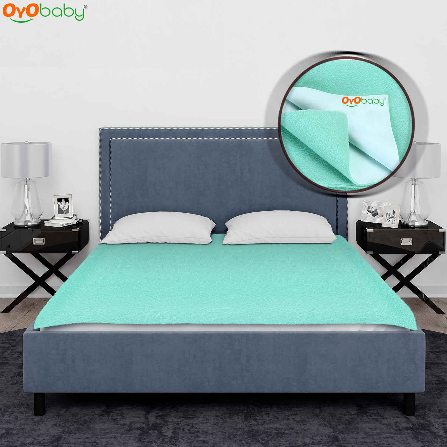 Buy OYO Baby Waterproof Rubber Sheet Double Bed Size (260cm X 200cm, Sea Green) 1 Pc - Purplle