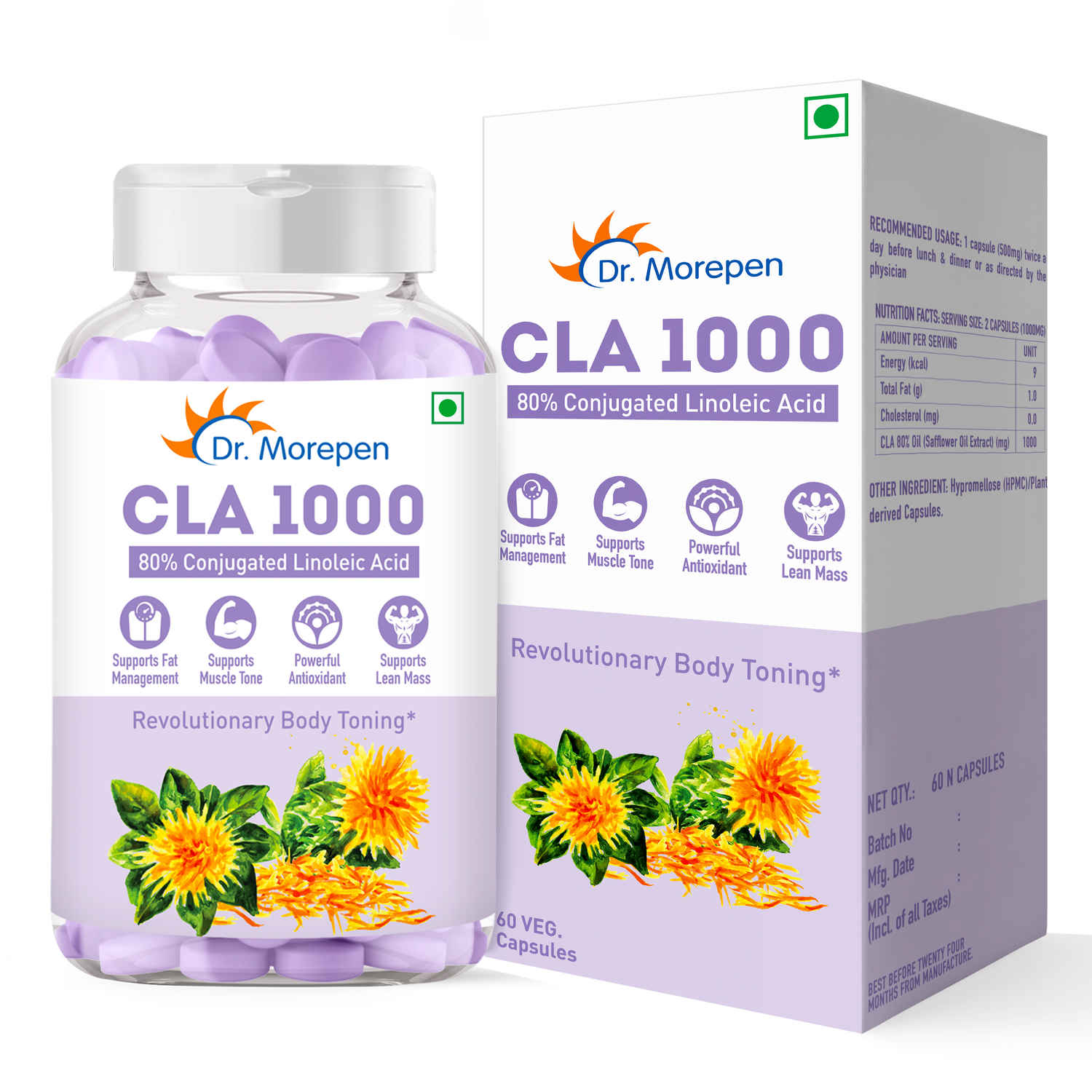 Buy DR. MOREPEN CLA 1000mg (Conjugated Lenoleic Acid) For Fat Management - 60 Veg Capsules - Purplle