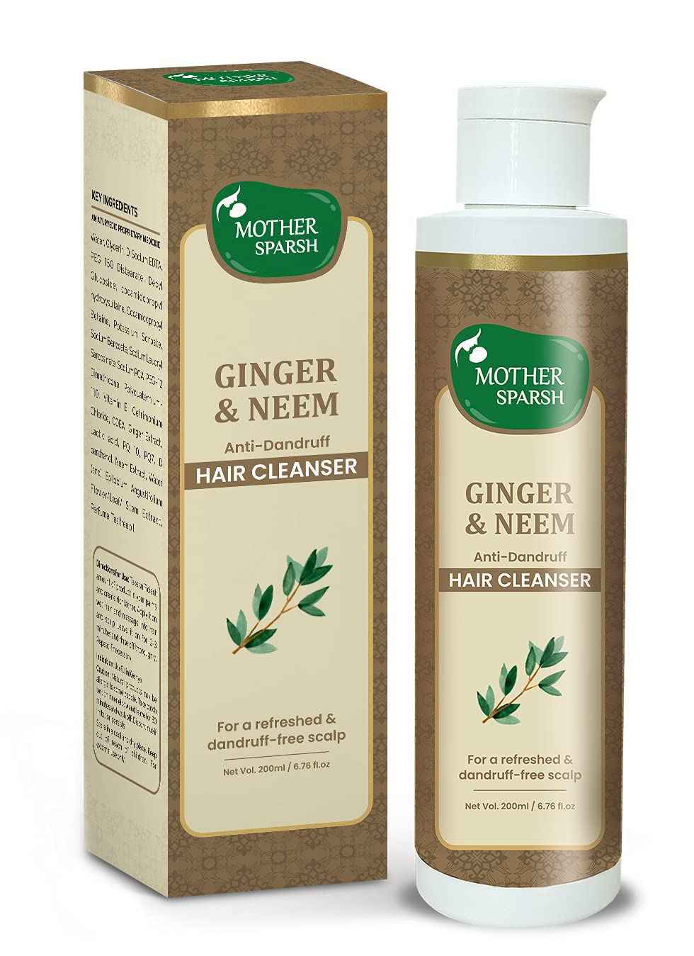 Buy Mother Sparsh Ginger & Neem Anti-Dandruff Hair Cleanser 200 ml - Purplle