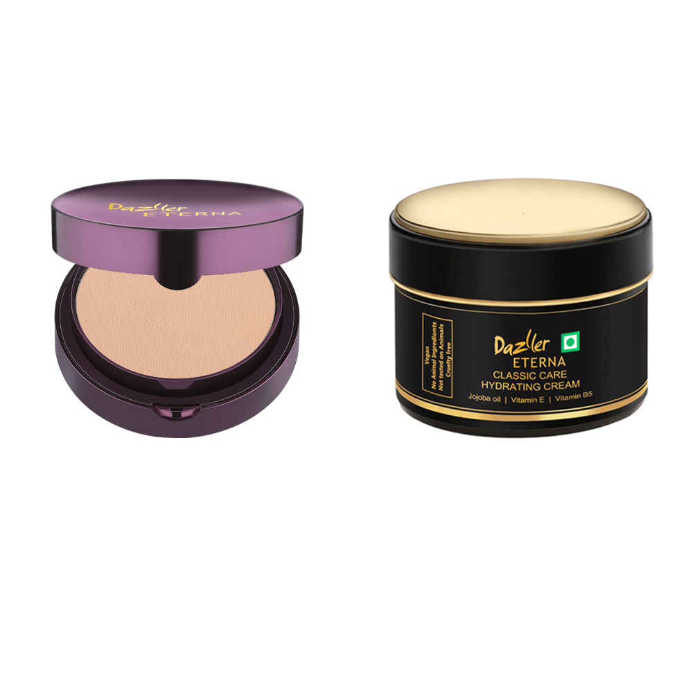 Buy Dazller Eterna Sheer Glow Compact Powder 12g + Classic Care Hydrating Cream (50g + 5g) | Satin finish | SPF 15 PA++ | Marble SC - Purplle