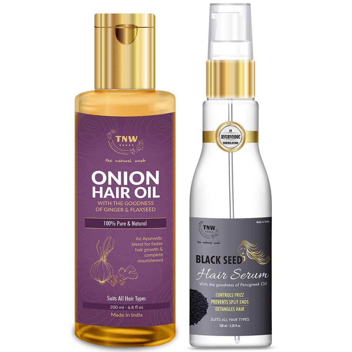 Buy TNW - The Natural Wash Onion Hair Oil and Black Seed Hair Serum for Strong, Frizz-free Hair (All Natural, Paraben-free) - Purplle
