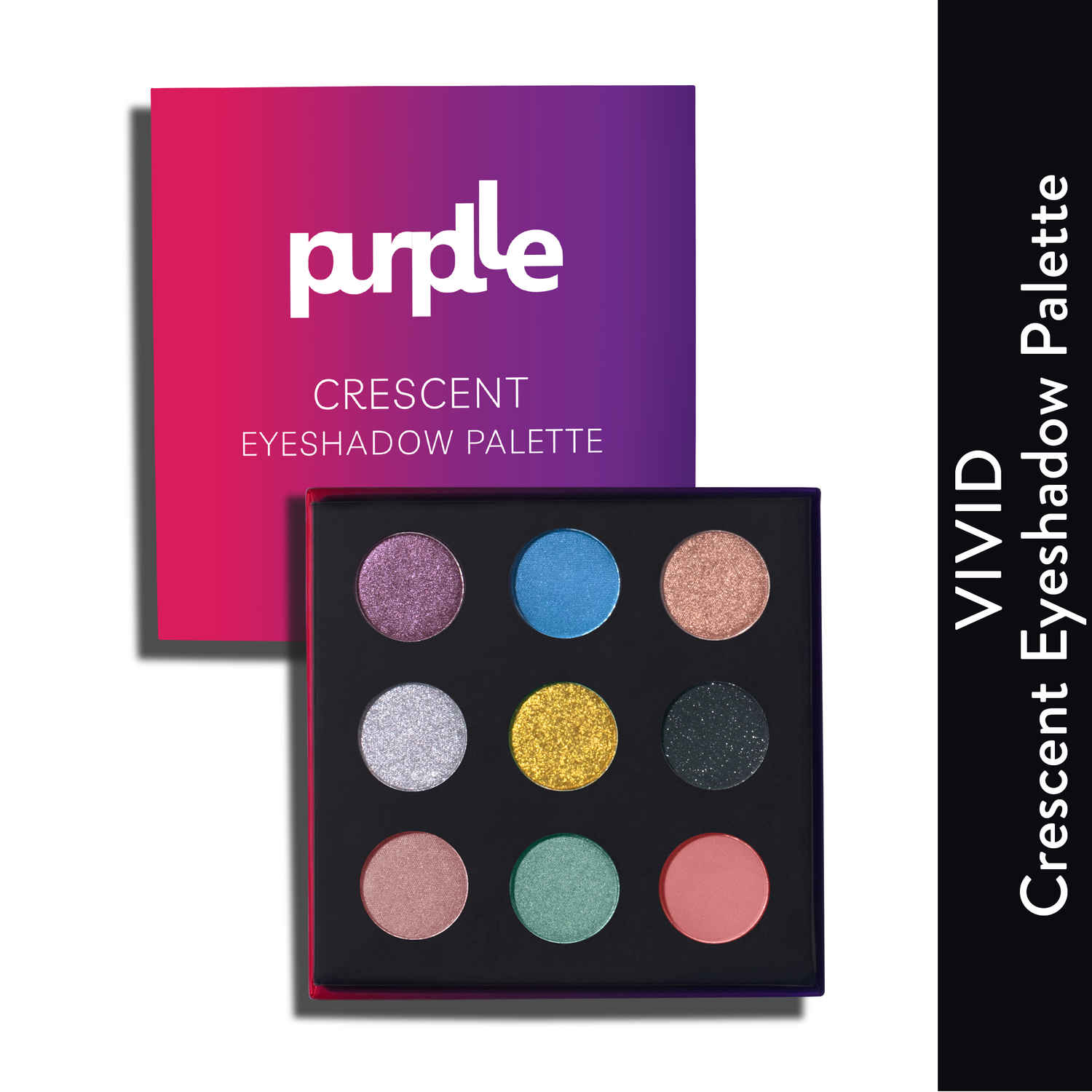 Buy Purplle Crescent Eyeshadow Palette - Vivid | Party | High Pigmentation | Highly Blendable | Matte | Shimmer | Long lasting ,10.8 gm - Purplle