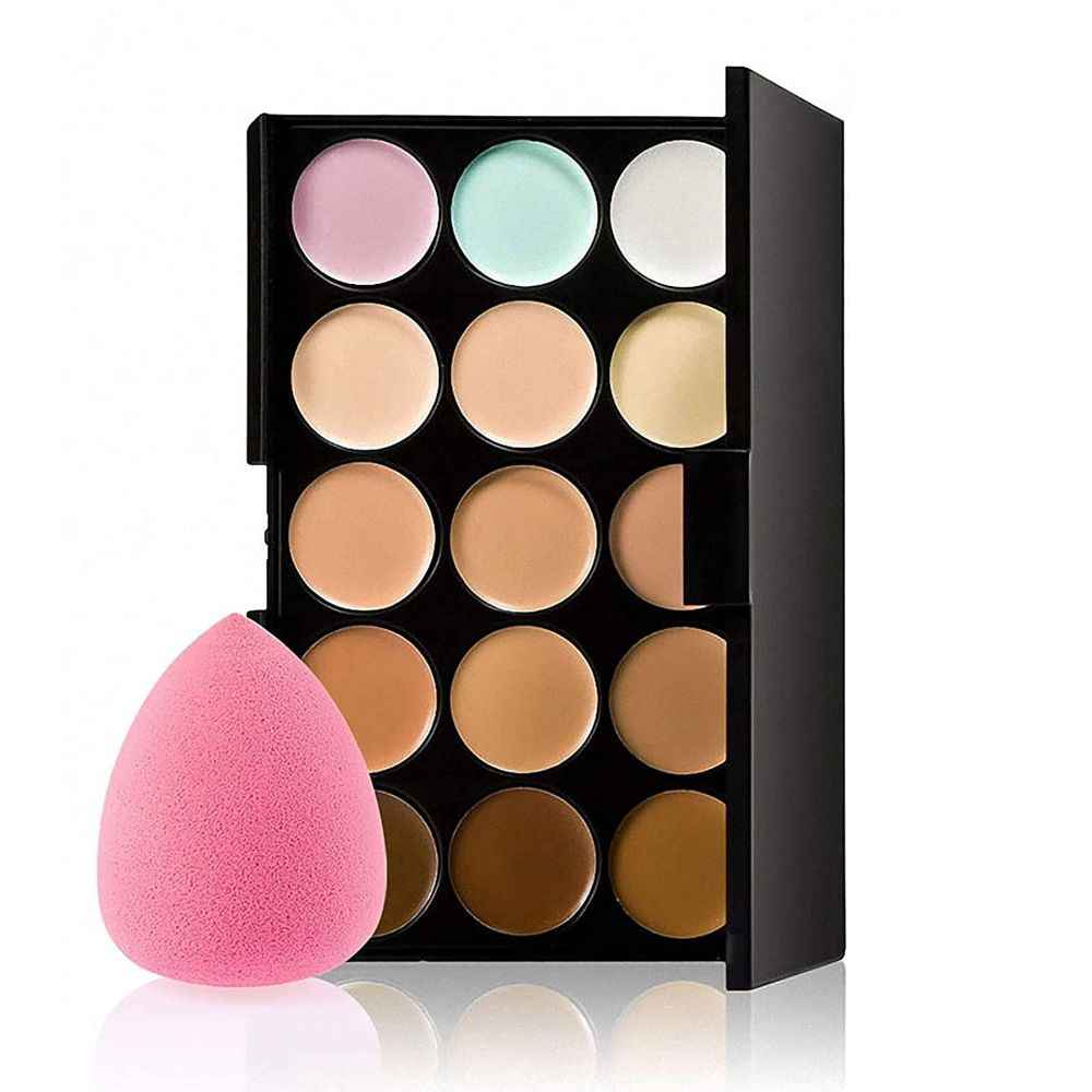 Buy Me-On MeNow Pack of 15 Color Concealer Palette and Beauty Blender for Smooth Makeup Finish - Purplle