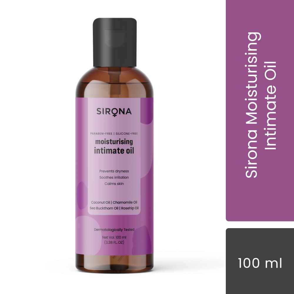 Buy Sirona Moisturising Intimate Oil for Men and Women - 100 ml | Prevents Dryness, Soothes Irritation & Calms Skin | With Coconut Oil, Chamomile Oil, Sea Buckthorn Oil & Rosehip Oil | Non-Sticky | BPA Free - Purplle