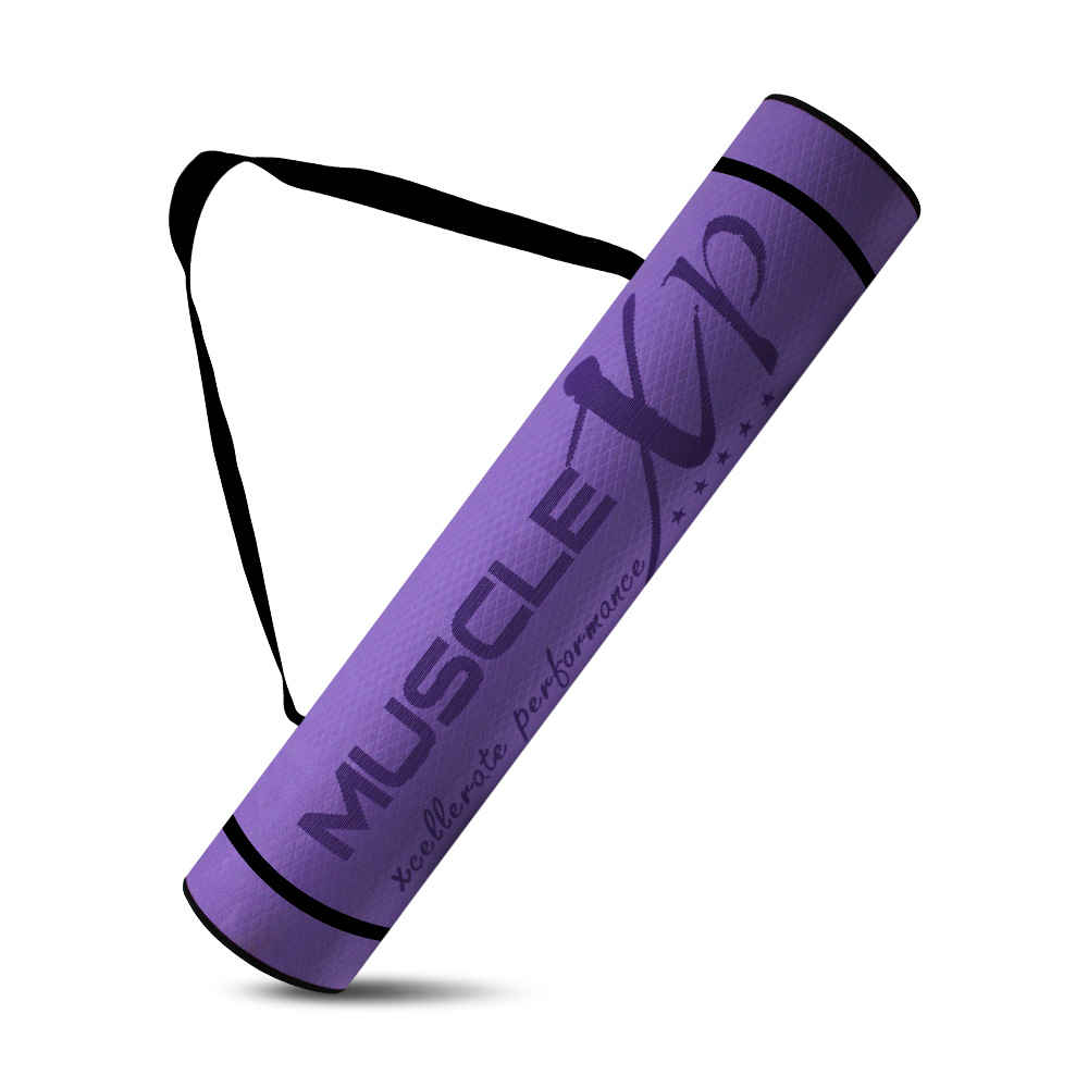 Buy MuscleXP EVA Yoga Mat with Carrying Strap for Gym Workout and Yoga Exercise with 6mm Thickness, Anti-Slip Yoga Mat for Men & Women Fitness (Purple) - Purplle