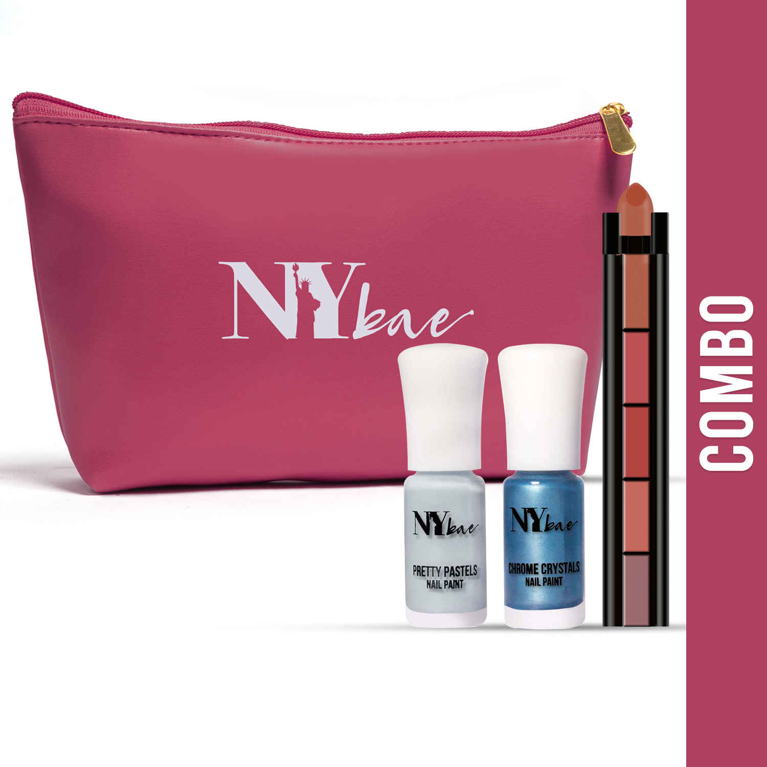Buy NY Bae Pretty Lips and Tips Combo | Matte Lipstick | Nail Paint | Gift Set - Kit 04 | Free Pouch - Purplle