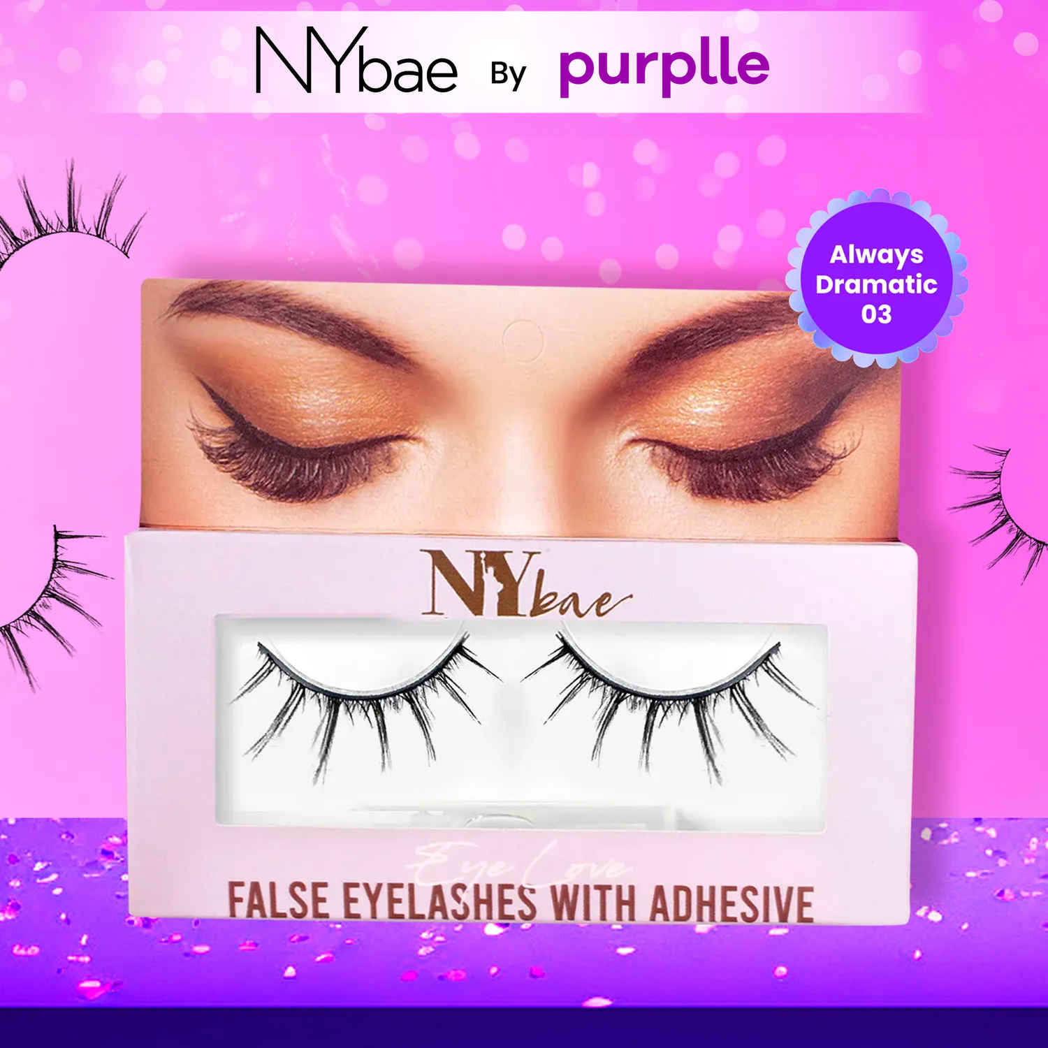 Buy NY Bae Eye Love False Eyelashes With Adhesive| Easy Application | Comfortable | Long Staying - Always Dramatic 03 - 1 Pair - Purplle