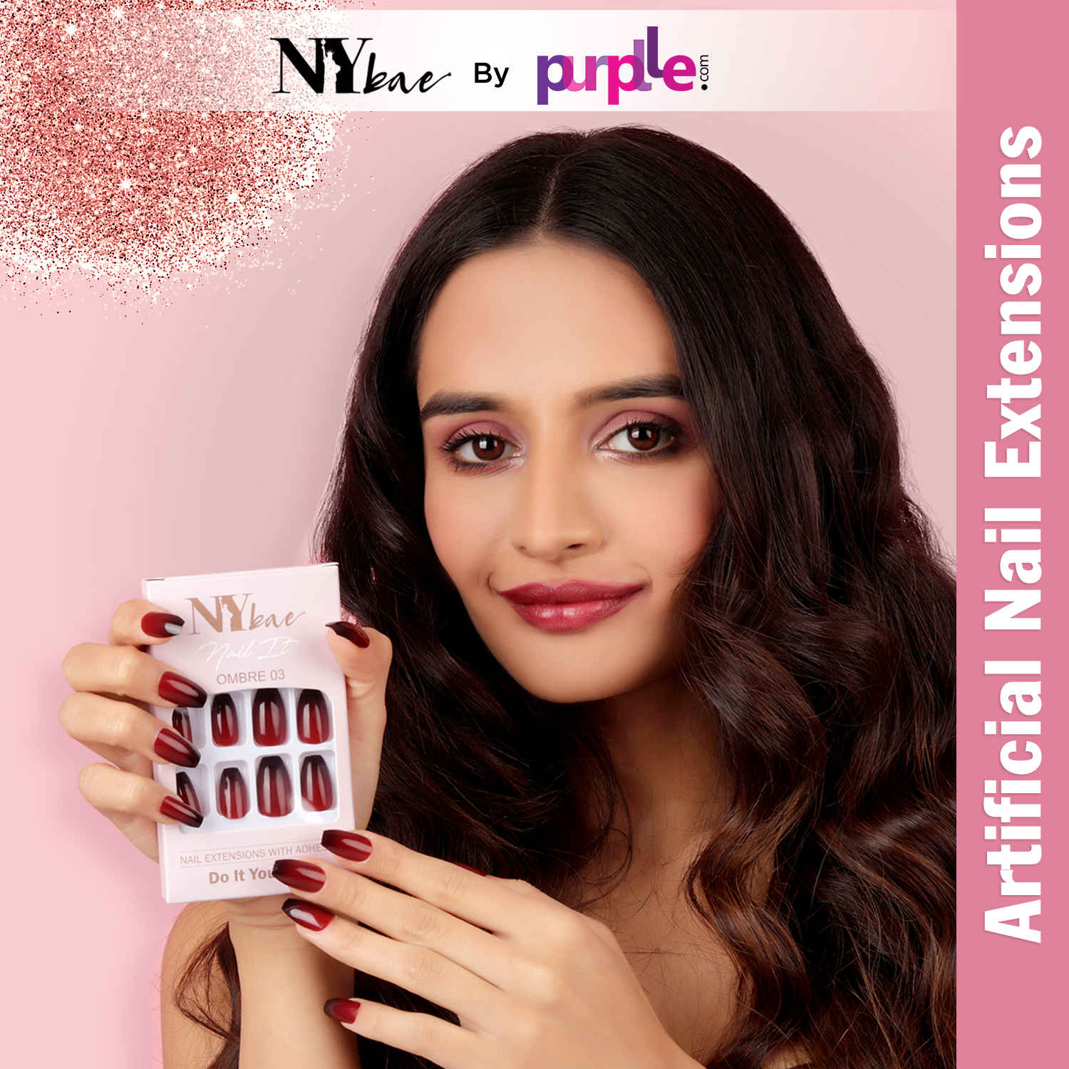Buy NY Bae Nail It Nail Extensions With Adhesive - Ombre 03 | 24 Nails Set | Easy Application | Long lasting | Comfortable Wear - Purplle