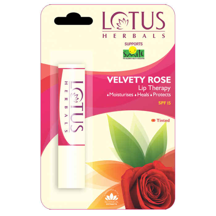 Buy Lotus Herbals Lip Therapy Tinted Lip Balm - Velvety Rose | SPF 15 | Moisturises, Heals & Protects Lips | 4g - Purplle