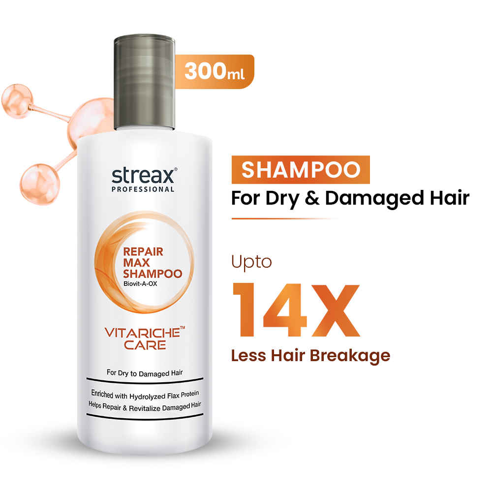 Buy Streax Professional Vitariche Care Repair Max Shampoo For Dry, Damaged Hair, 300 ml - Purplle
