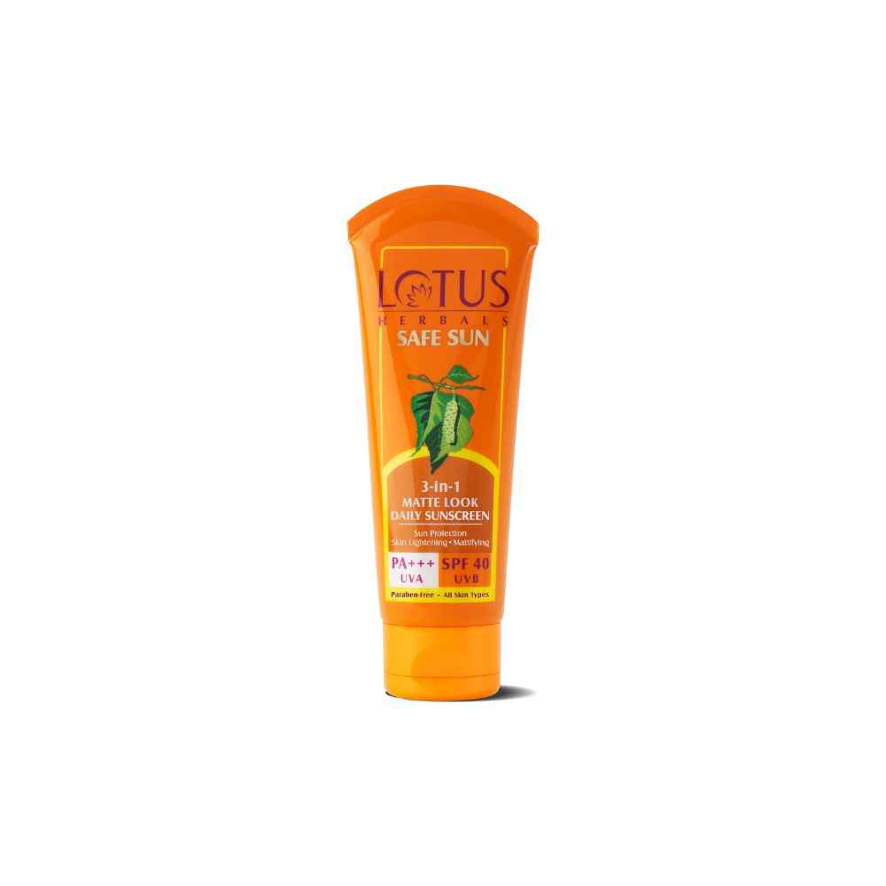 Buy Lotus Herbals Safe Sun 3 In 1 Tinted Daily Sunscreen | Matte Look | SPF 40 | PA+++ | For All Skin Types | 50g - Purplle