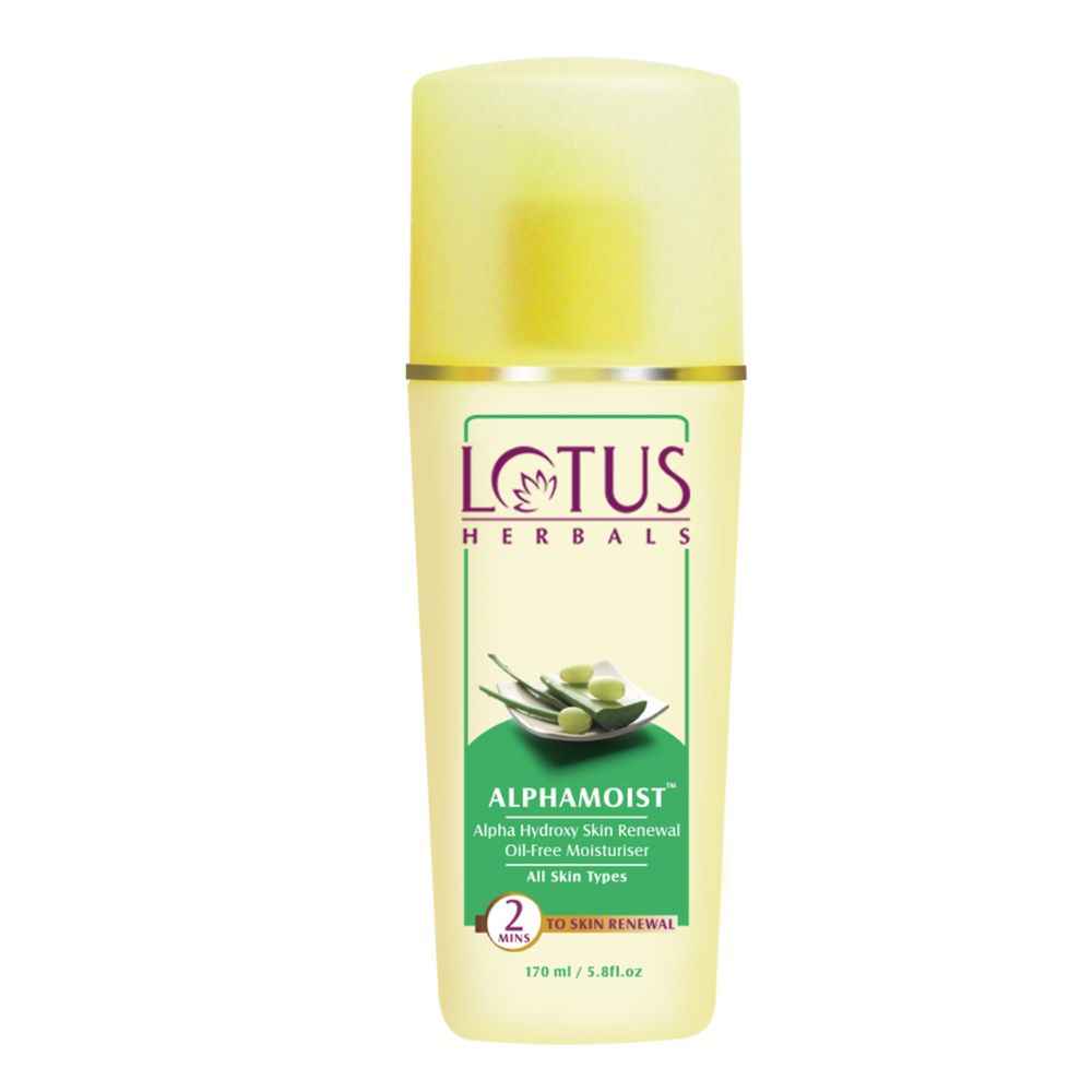 Buy Lotus Herbals Alphamoist Alpha Hydroxy Skin Renewal Oil-free Moisturiser | For All Skin Types | 170ml - Purplle