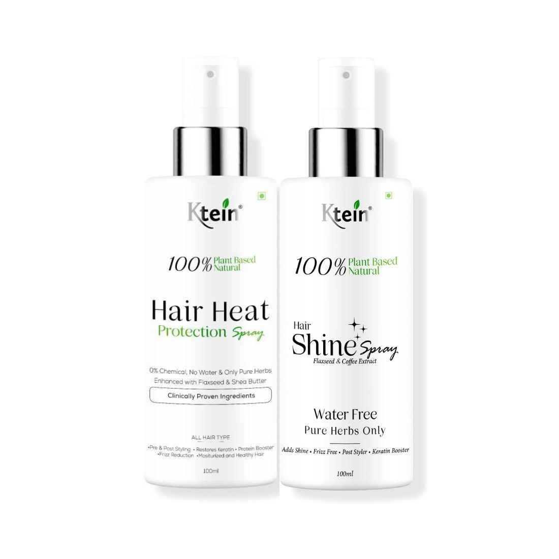 Buy Combo ktein 100% Plant Based Natural Hair Heat ProtectionSpray + Ktein 100% Plant Based Natural Hair Shine Spray - Combo of 2 - Purplle