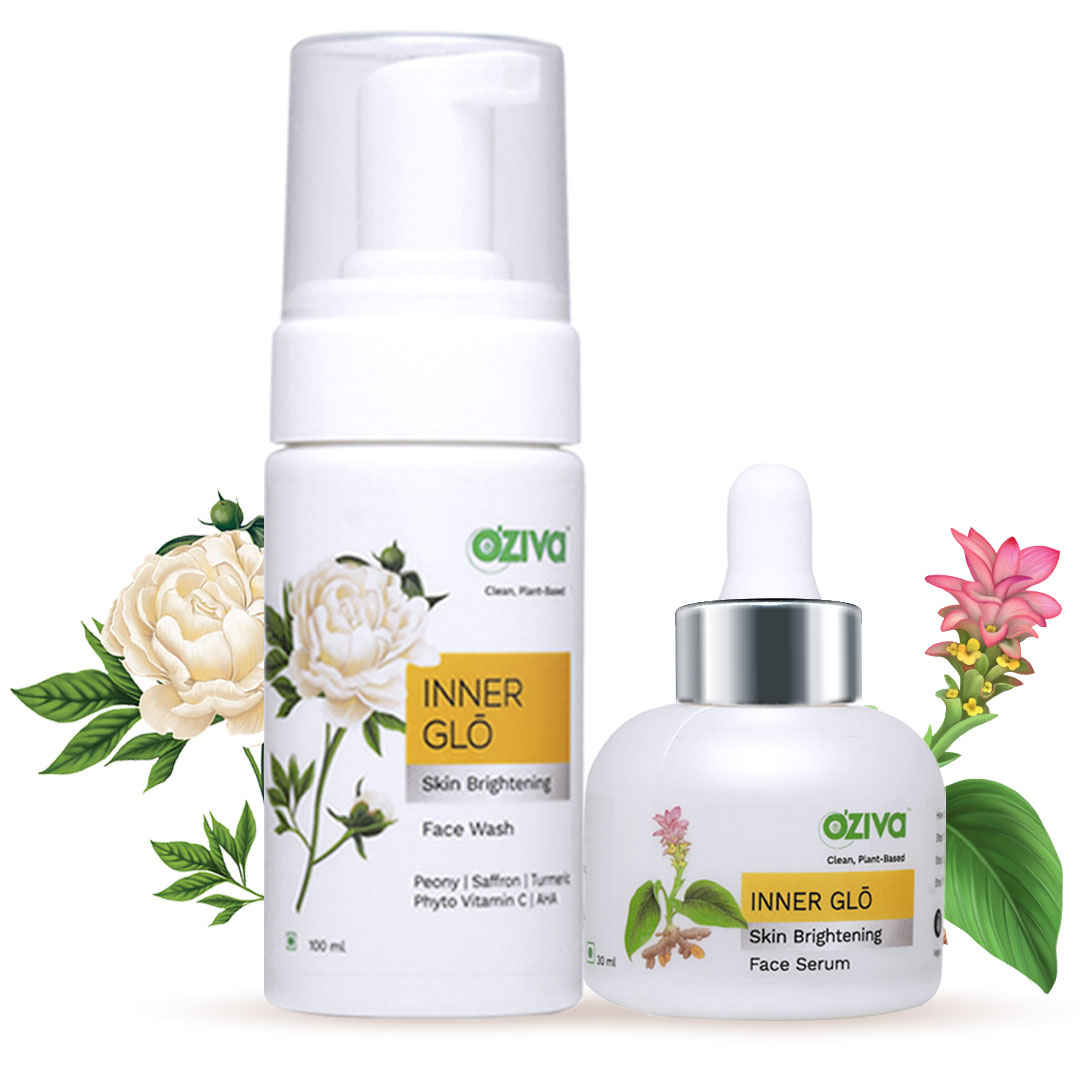 Buy OZiva Skin Brightening Routine for Glowing Skin (Inner Glo Face Wash + Inner Glo Face Serum) - Purplle