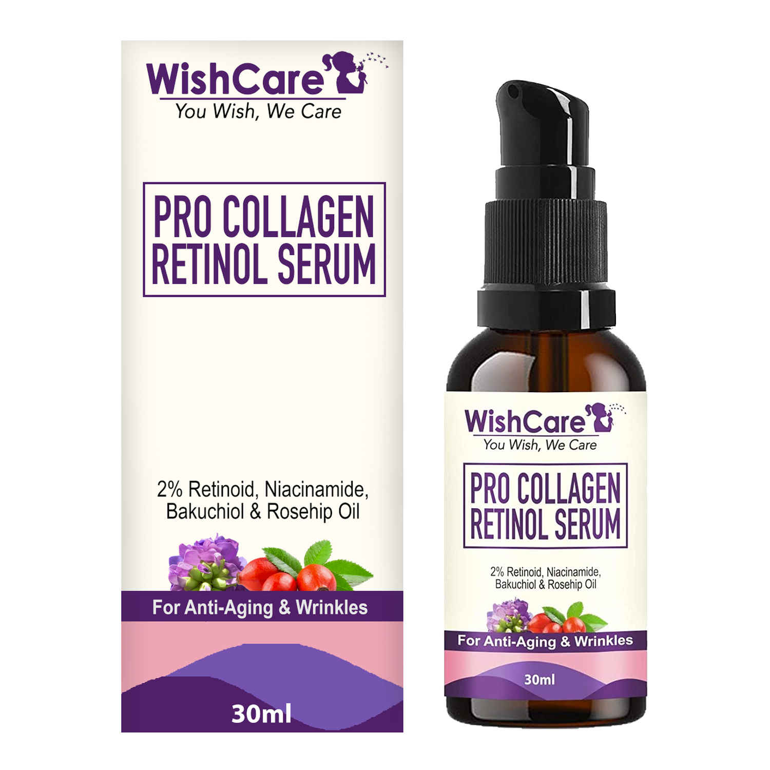 Buy WishCare Pro Collagen Retinol Serum - For Anti-Aging & Wrinkles- 2% Retinoid, Niacinamide, Bakuchiol & Rosehip Oil - 30 ml - Purplle