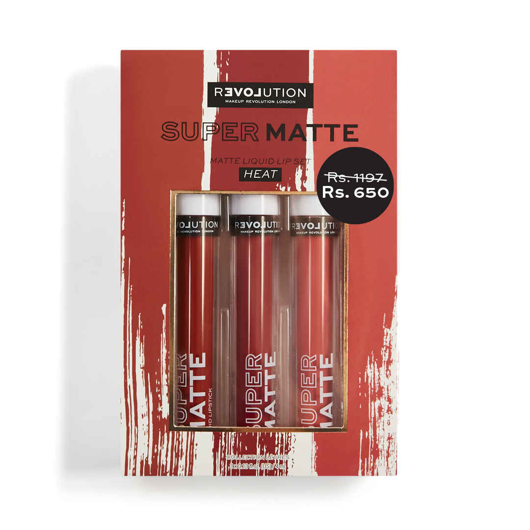 Buy Makeup Revolution Relove Supermatte Liquid Lip Set Heat 12 ml - Purplle