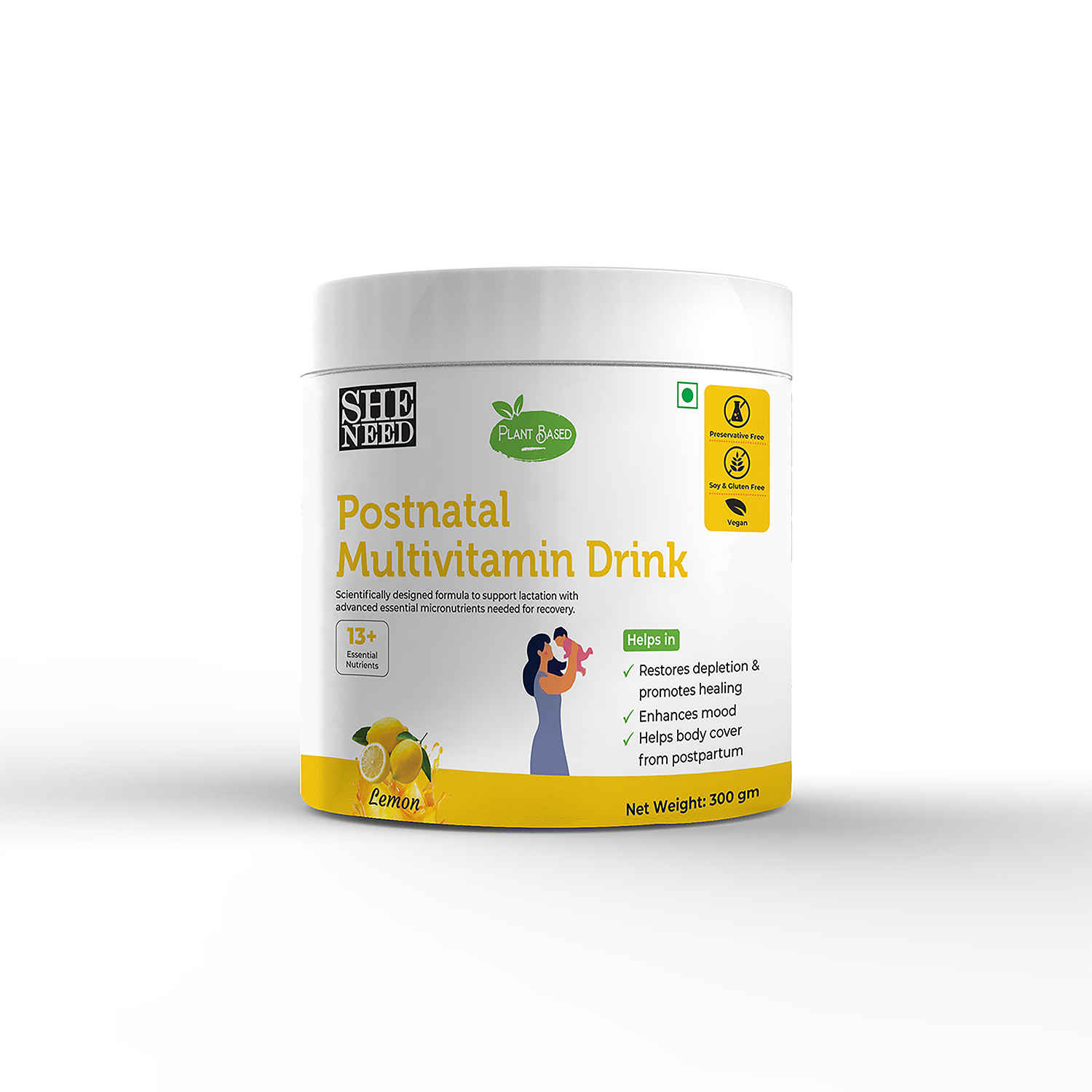 Buy SheNeed Plant Based Postnatal Multivitamin Drink With Fenugreek Extract, Fennel, Folic Acid, and Calcium for Hormonal Balance, Lactation Support & Postpartum Recovery for Women- 300 gm - Purplle